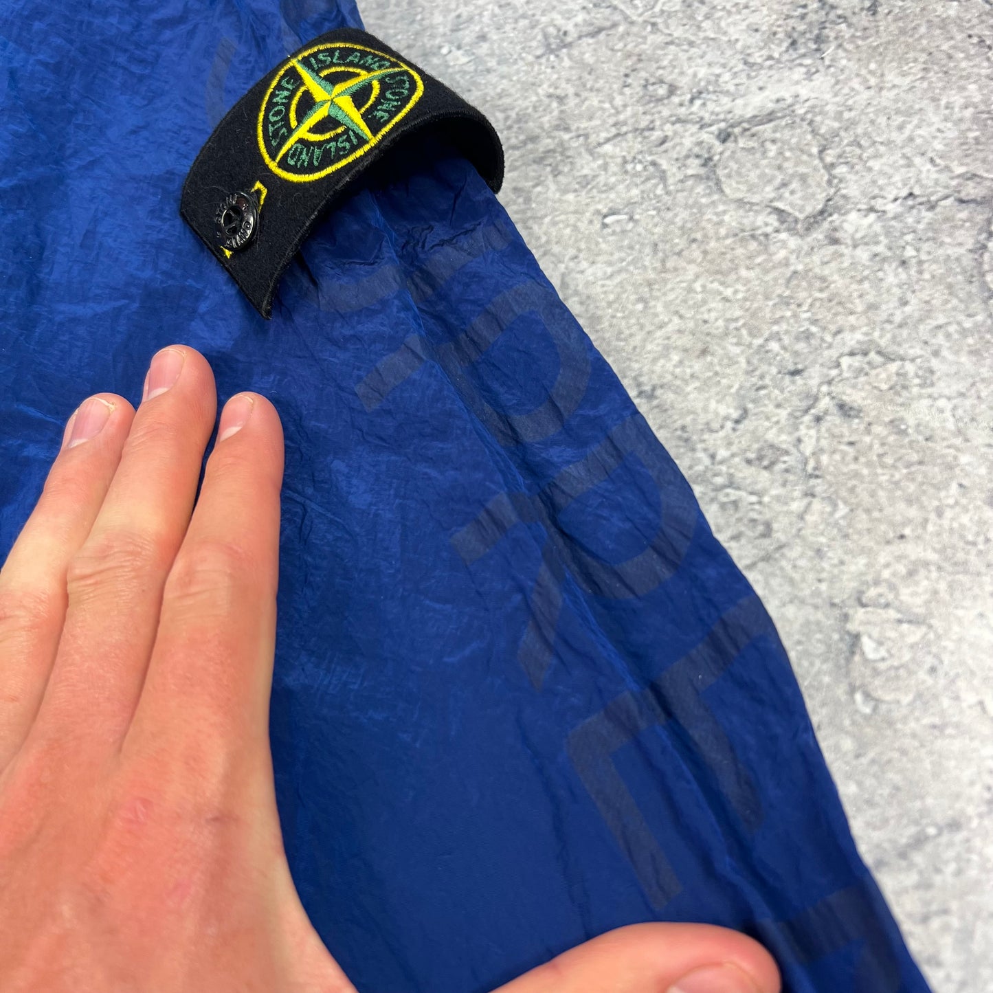 Stone Island x Supreme Blue Nylon Metal Jacket Small 21.75”