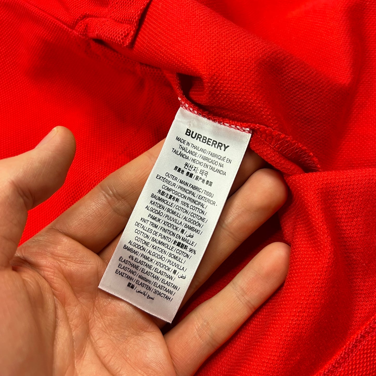 Burberry Red Long Sleeve Polo Shirt Large 21.25”