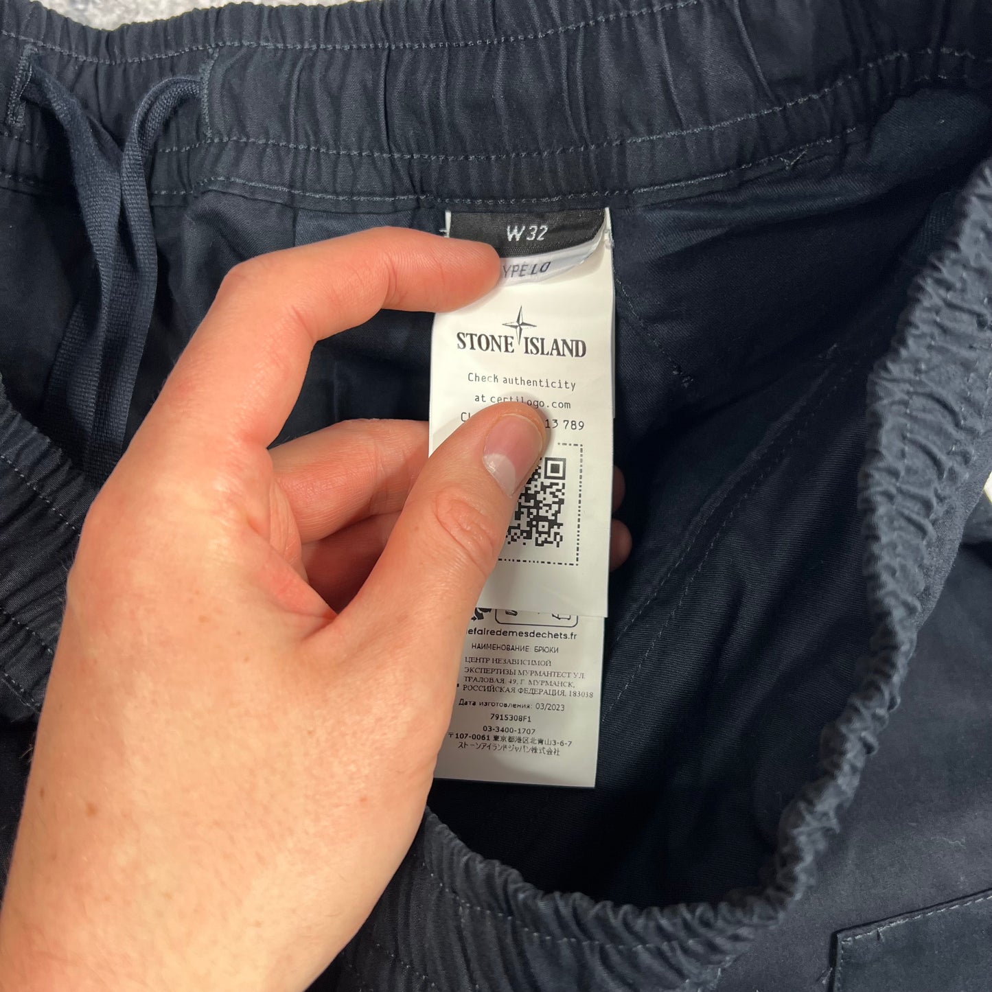 Stone Island Navy Ghost Ventile Cuffed Loose Cargo Trousers W32”