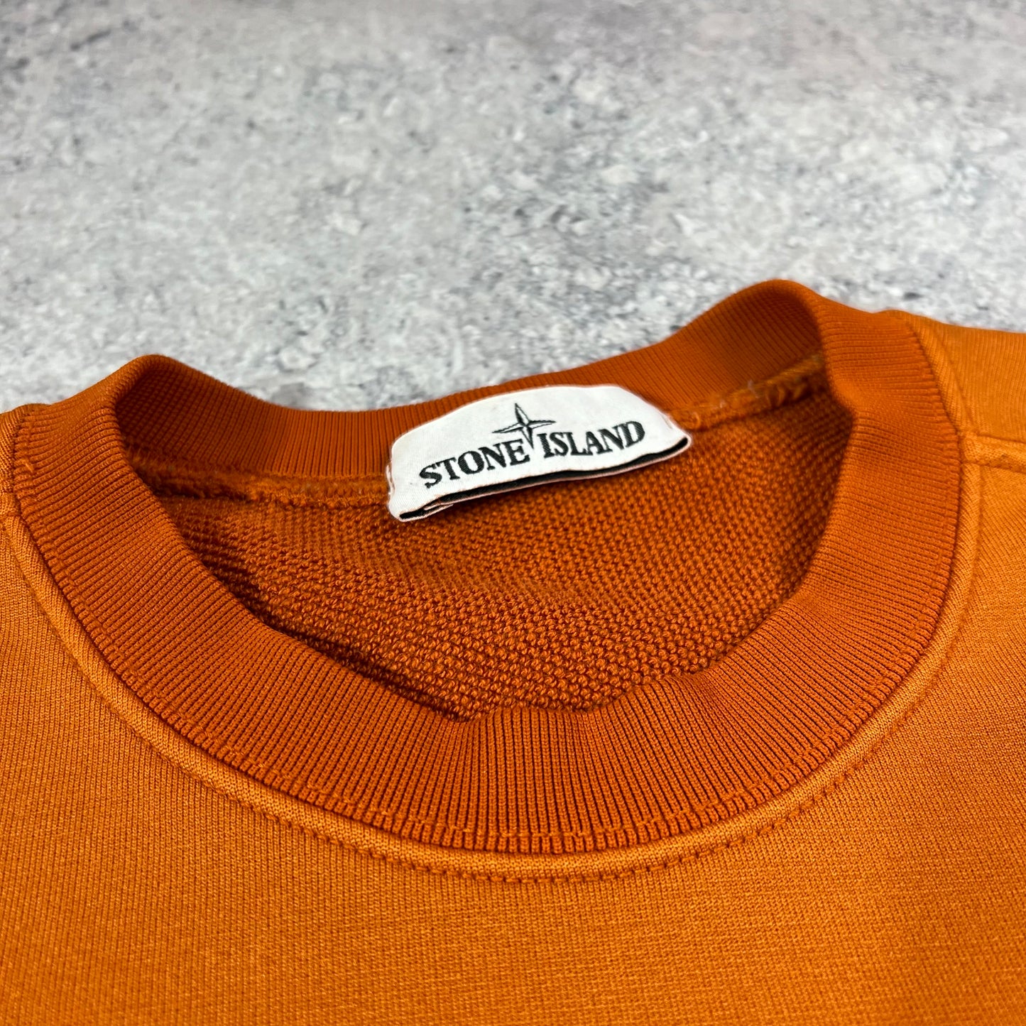 Stone Island Orange Lamy Flock Sweatshirt Small 21.75”