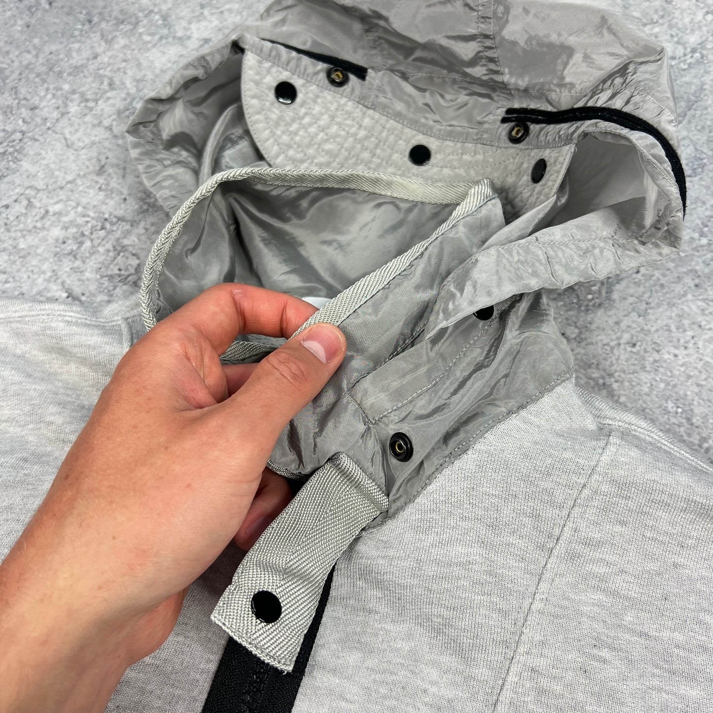 Stone Island Grey Nylon Metal Hoodie Small 19.25”