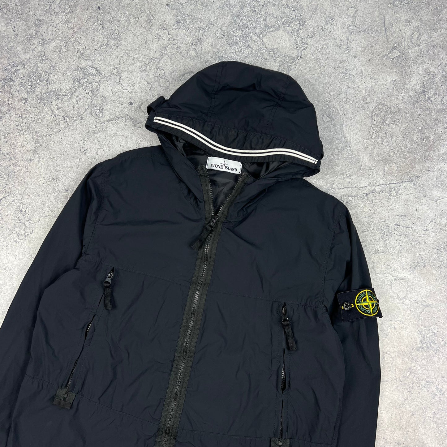 Stone Island Black Skin Touch Nylon Jacket Small 20.5”