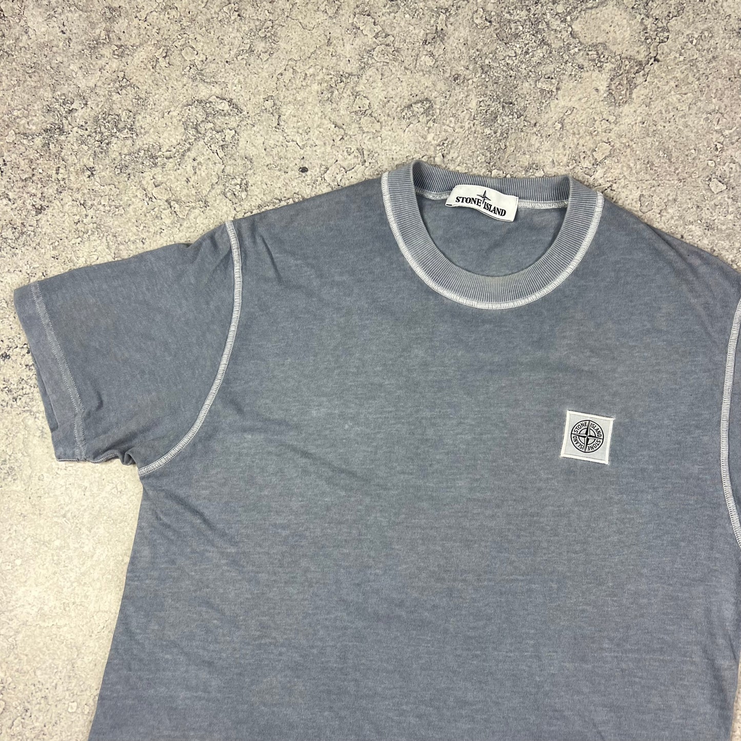 Stone Island Blue Garment Dyed Patch T-Shirt Medium 20.25”