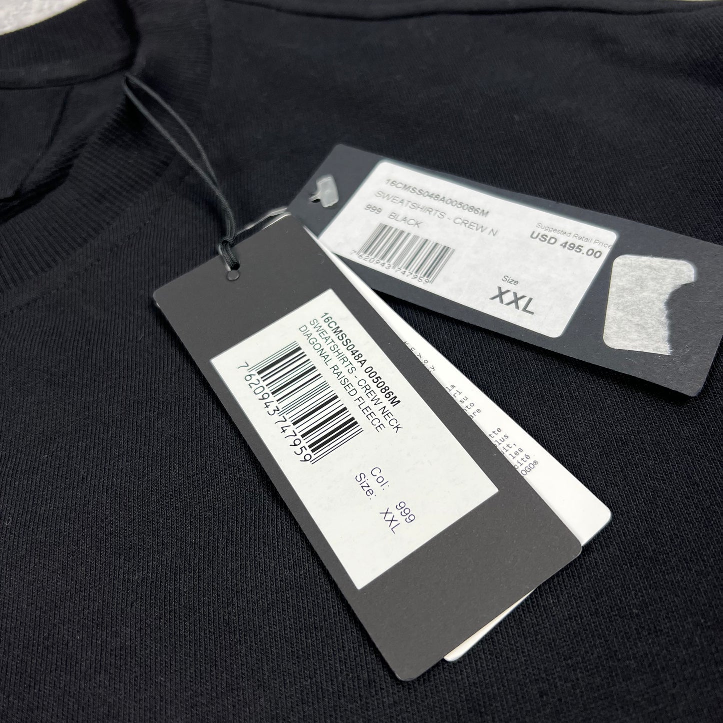 CP Company Black Detachable Vest Sweatshirt XXL 25.5” BNWT