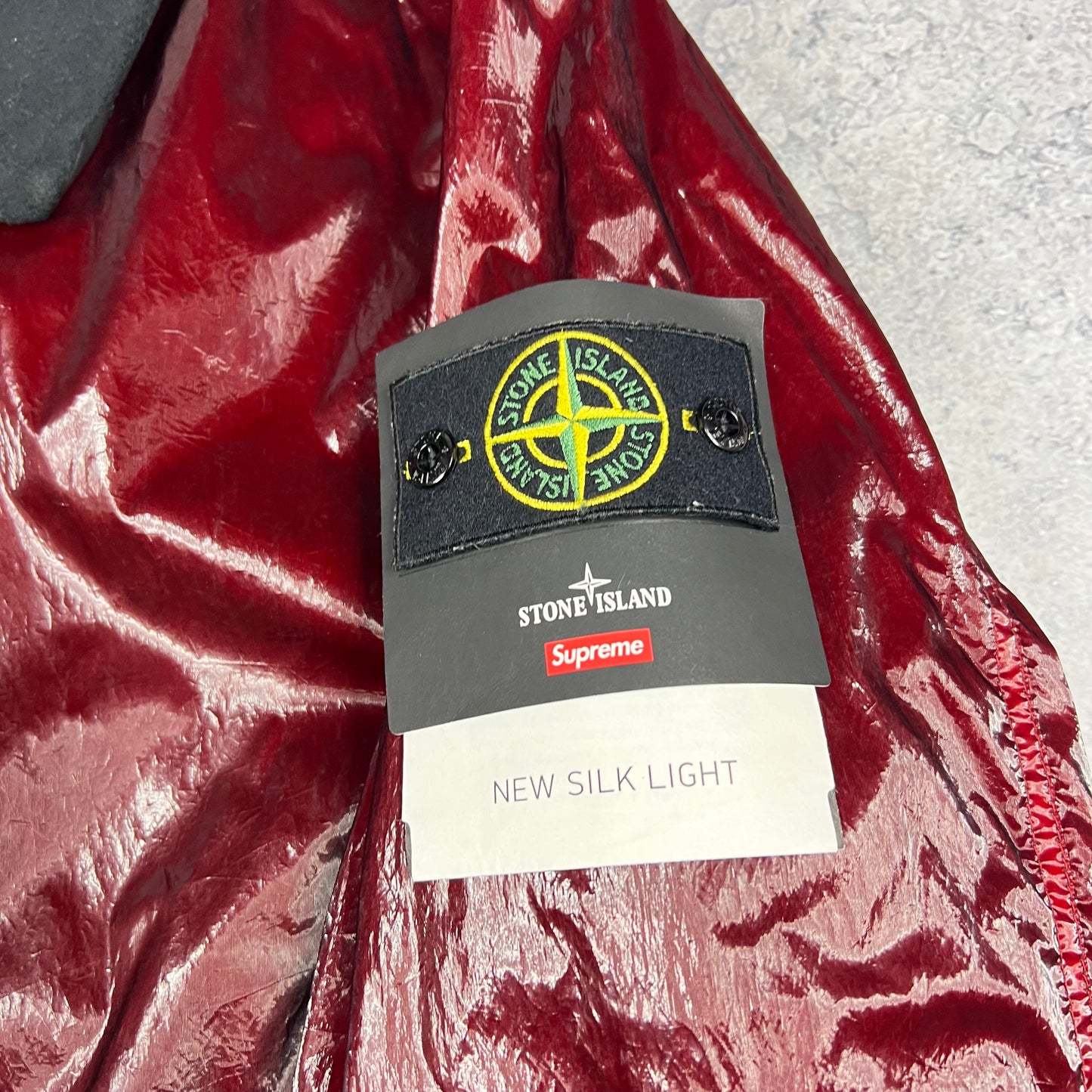Stone Island x Supreme New Silk Light Red Jacket Medium 23”