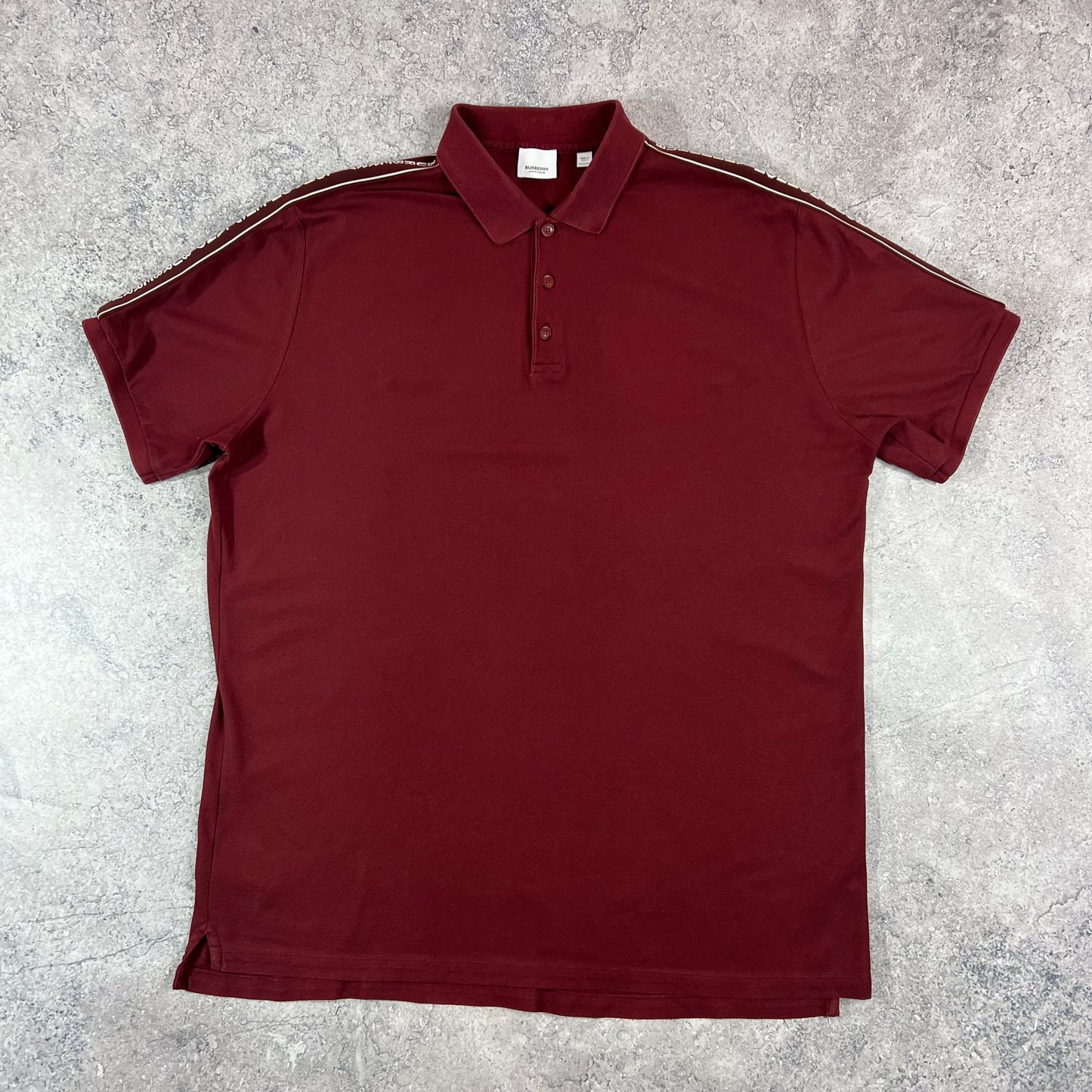 Burberry Burgundy Taped Logo Polo Shirt XL 26.5”
