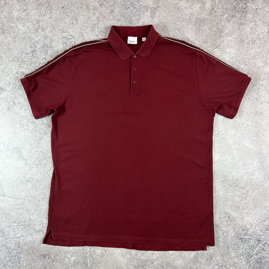 Burberry Burgundy Taped Logo Polo Shirt XL 26.5”