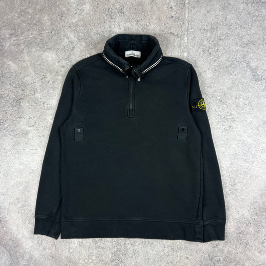 Stone Island Black Quarter Zip Sweatshirt Medium 22”