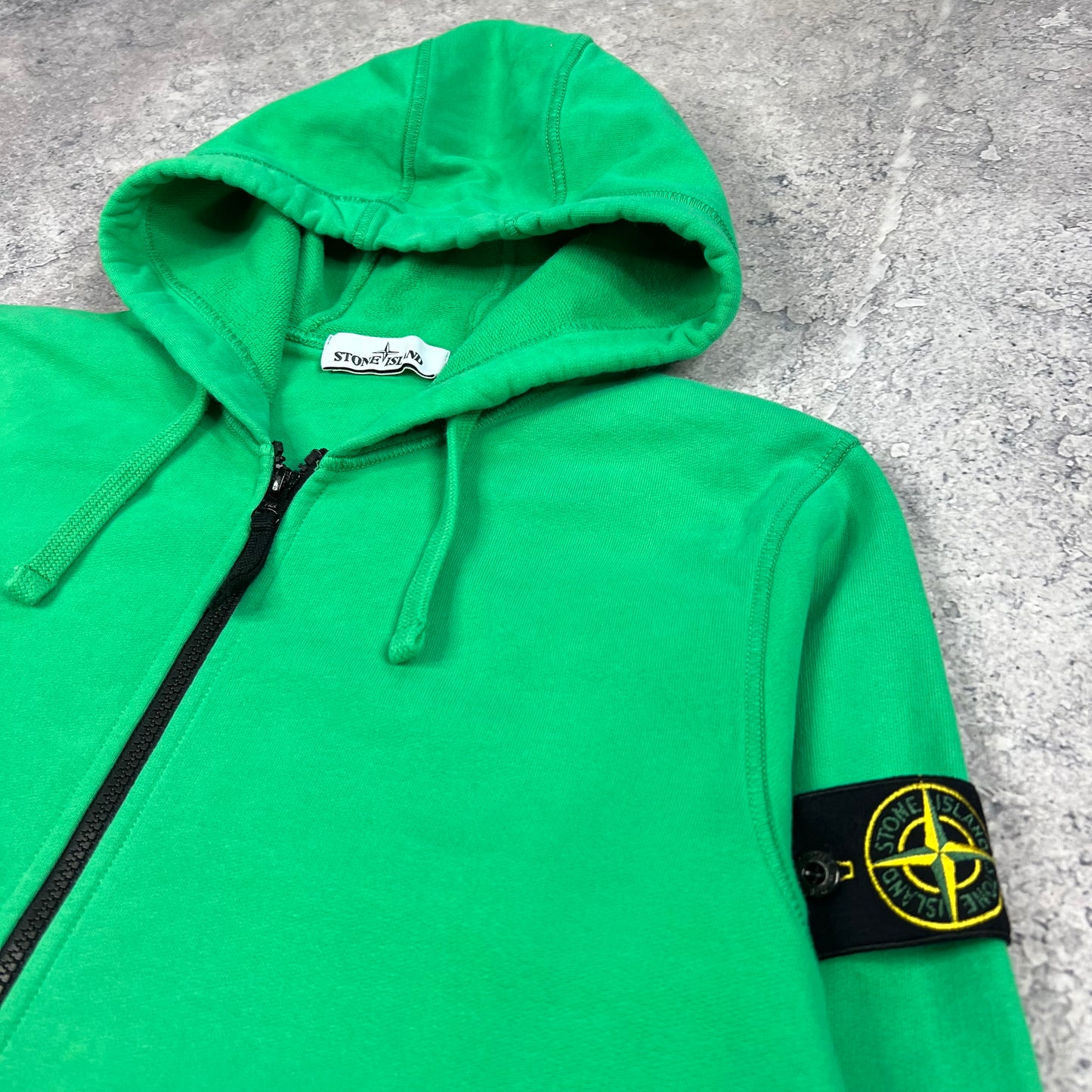 Stone Island Green Full Zip Hoodie Small 21”