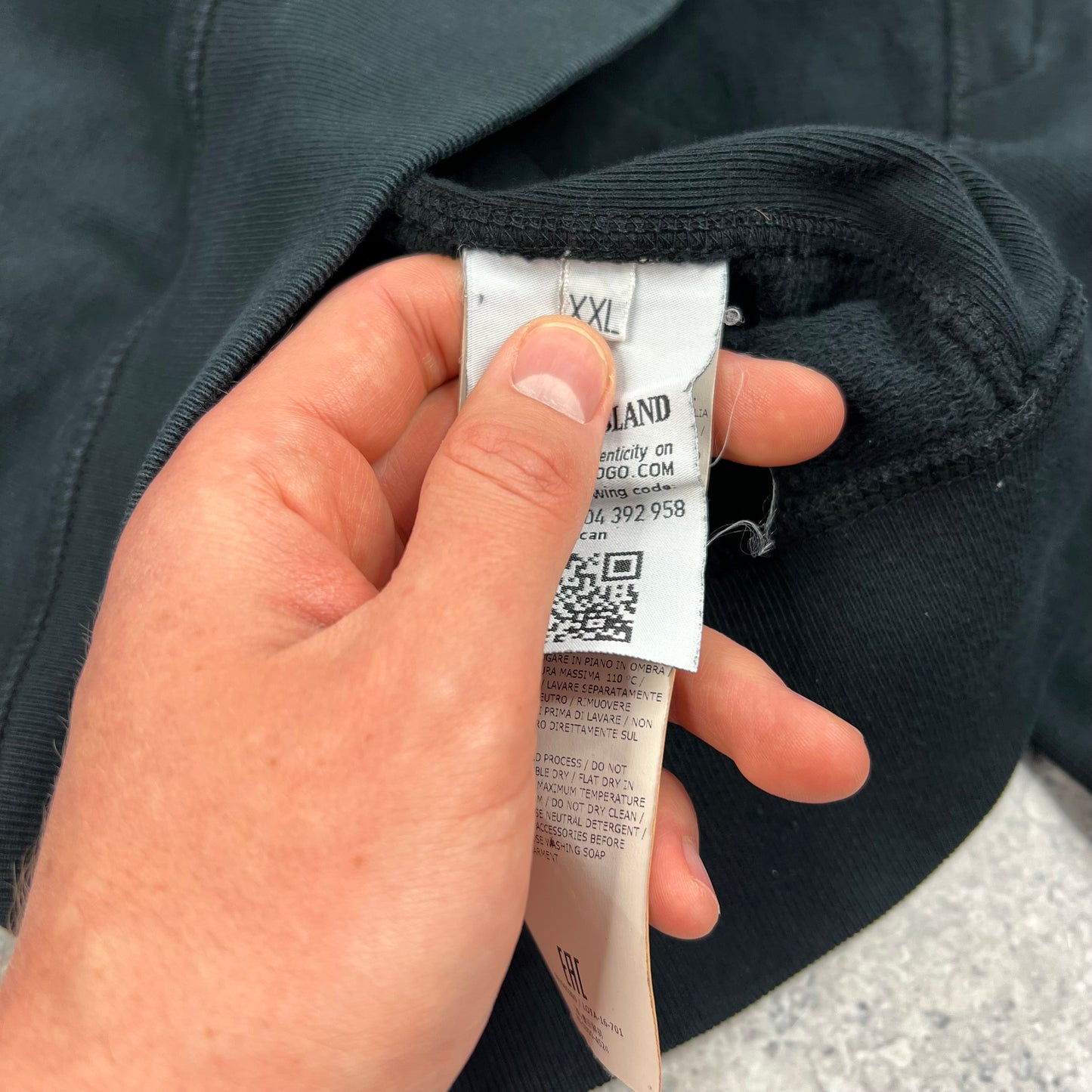 Stone Island Black Full Zip Hoodie XXL 24.5”