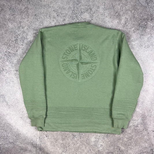 Stone Island Green Heavy Embroidered Logo Sweatshirt XL 25”