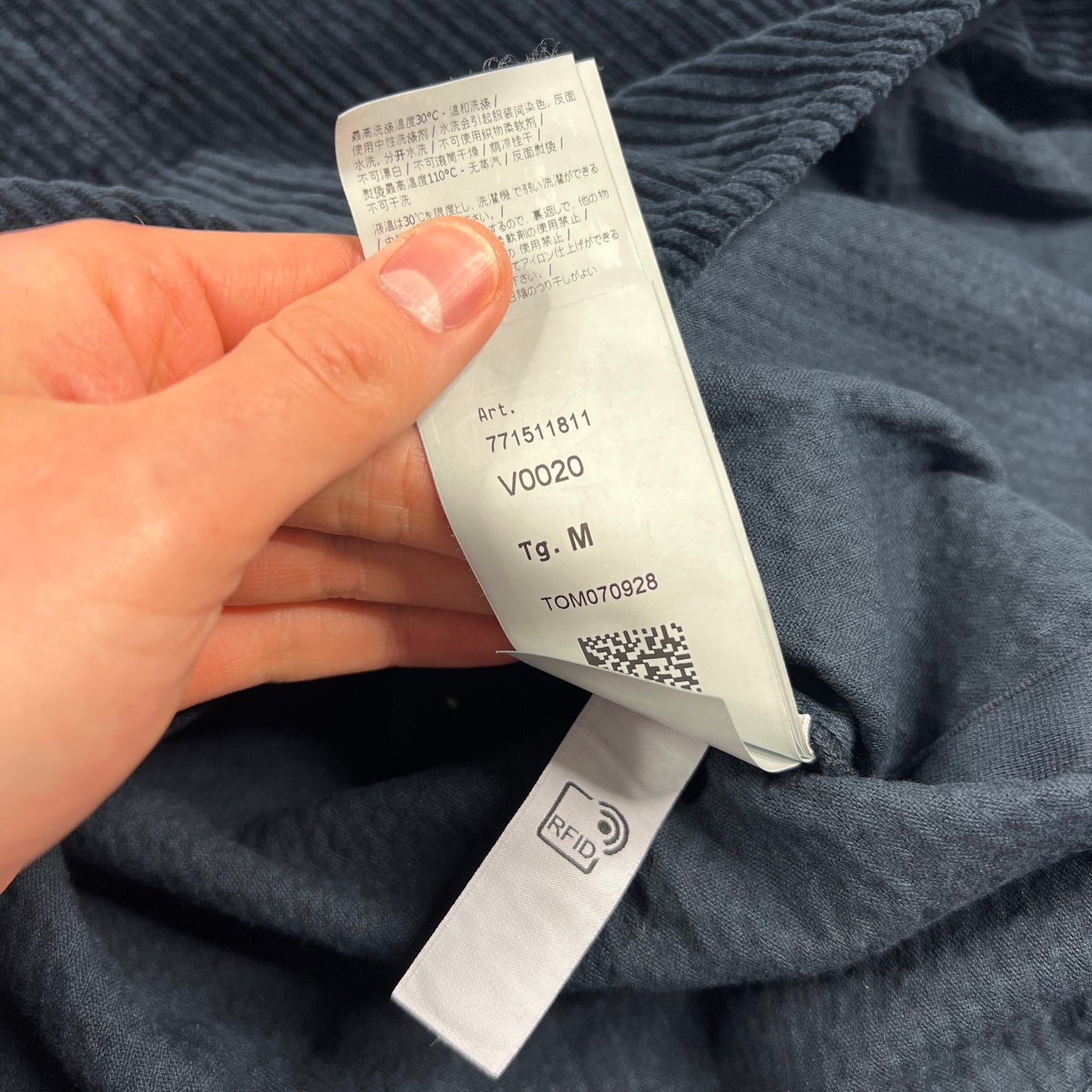 Stone Island Navy Corduroy Shirt Medium 22”