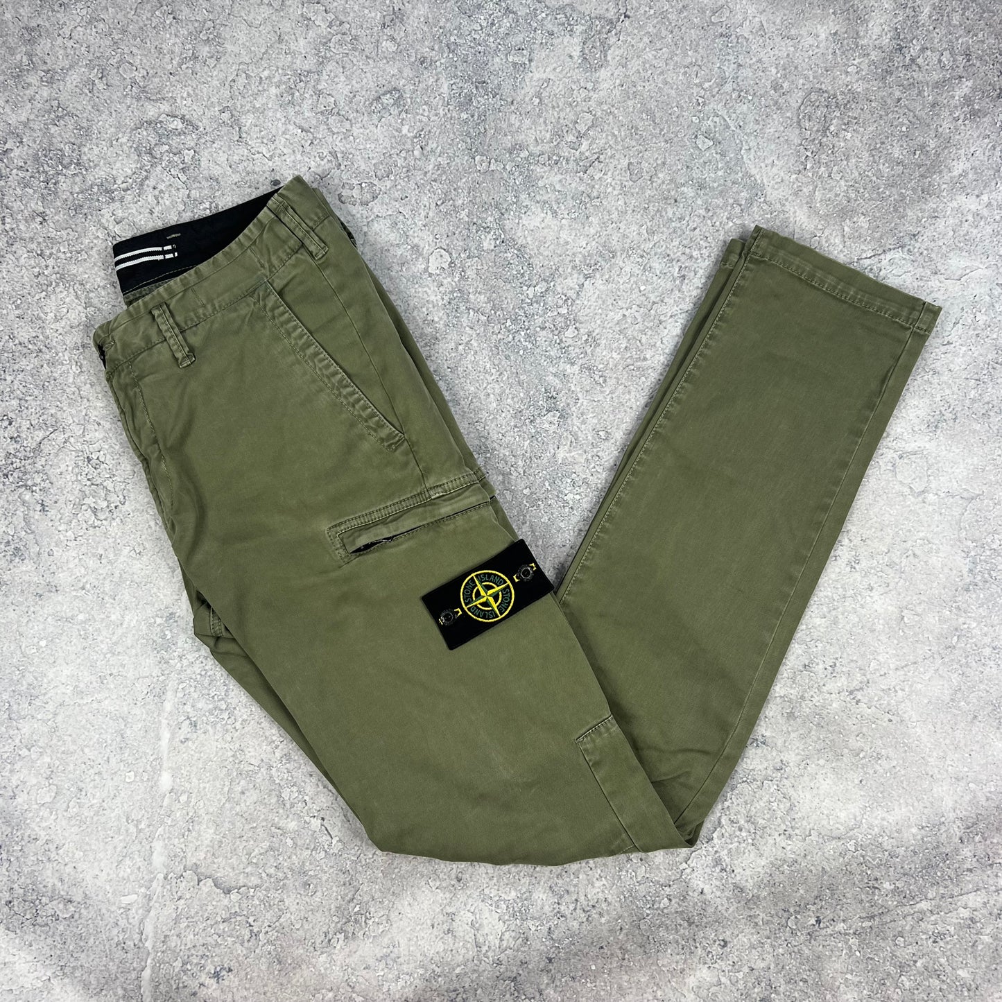 Stone Island Green Skinny Cargo Trousers W30”