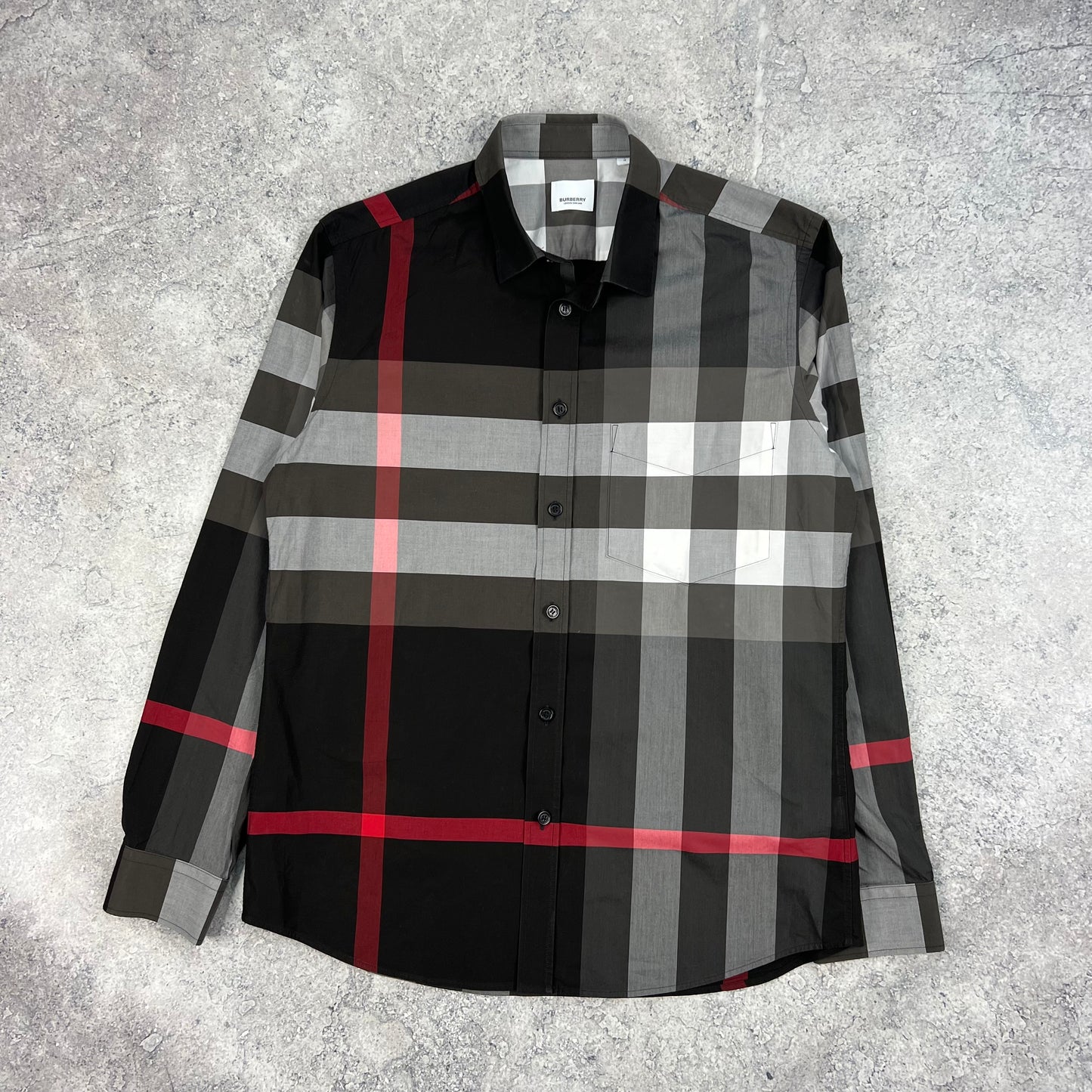 Burberry Black Somerton Shirt Large 22.25”