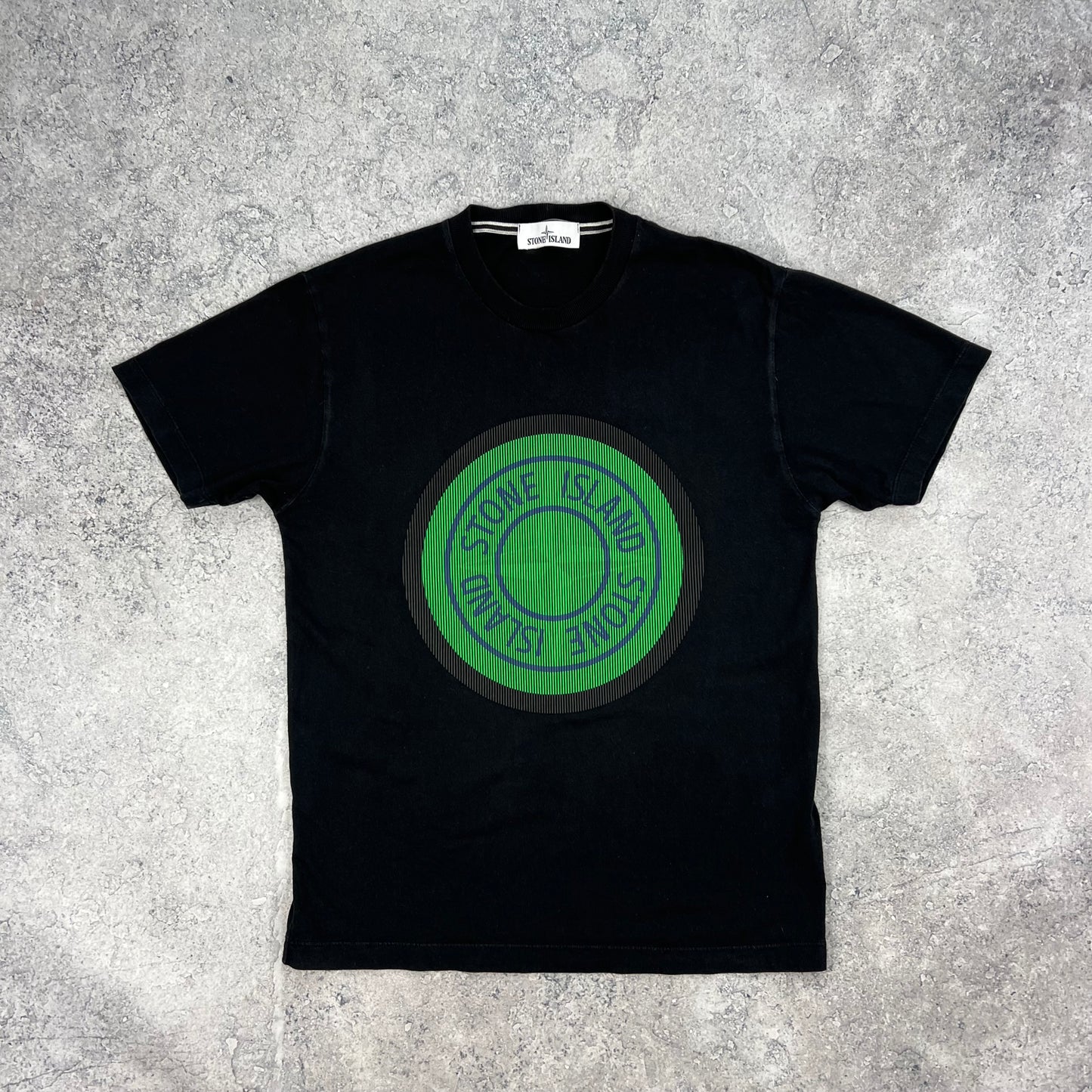 Stone Island Black/Green Logo T-Shirt Medium 19.75”