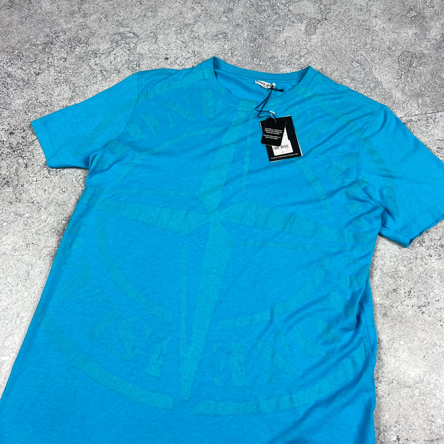 Stone Island Blue Phosphorescent Print T-Shirt Large (Fits S/M) 19.75”