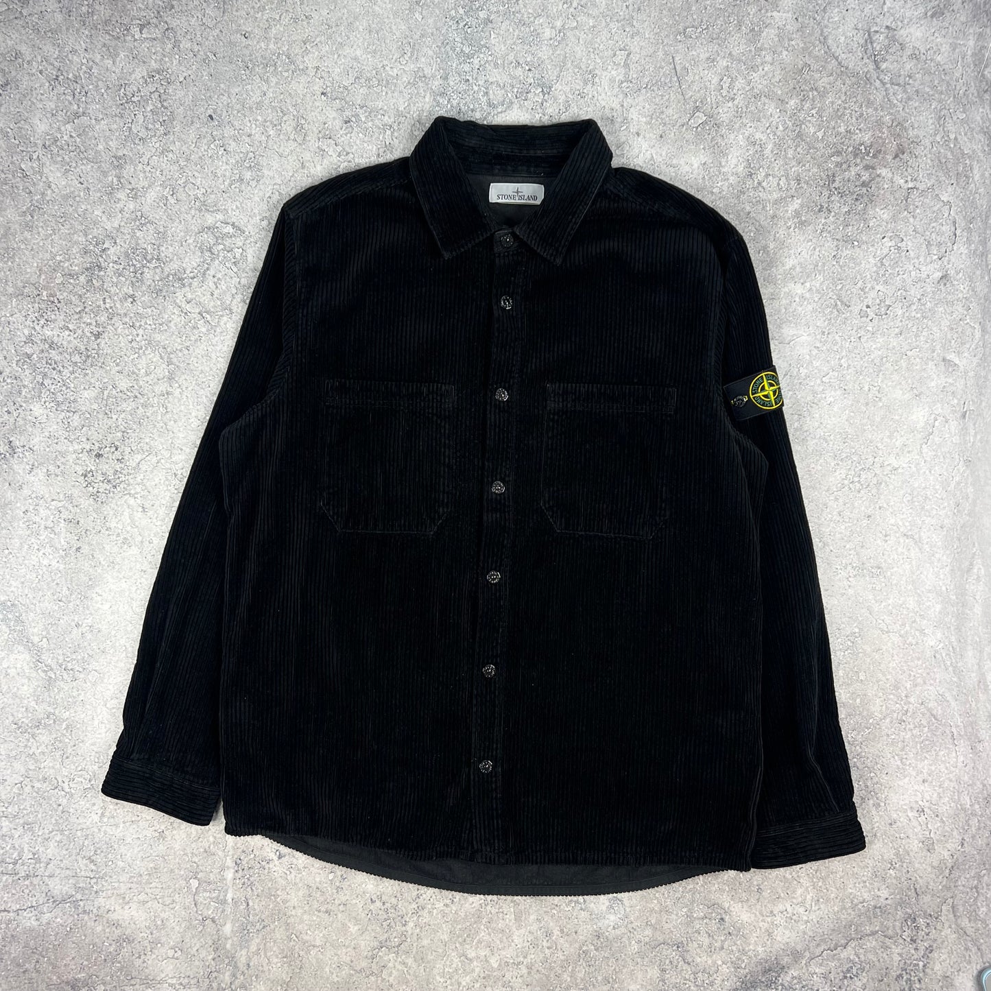 Stone Island Black Corduroy Shirt XXL 25.5”