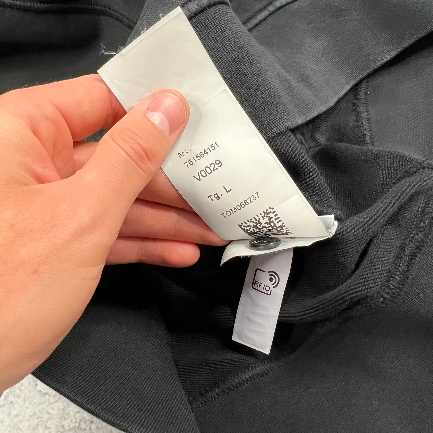 Stone Island Black Pullover Hoodie Large 22.5”