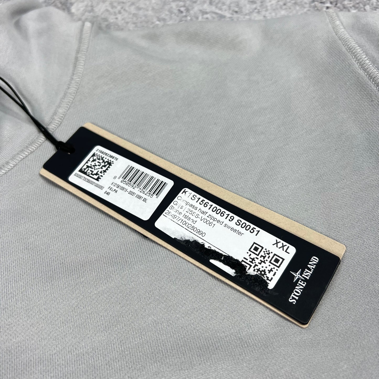 Stone Island Light Grey Quarter Zip Sweatshirt XXL 26.5” BNWT