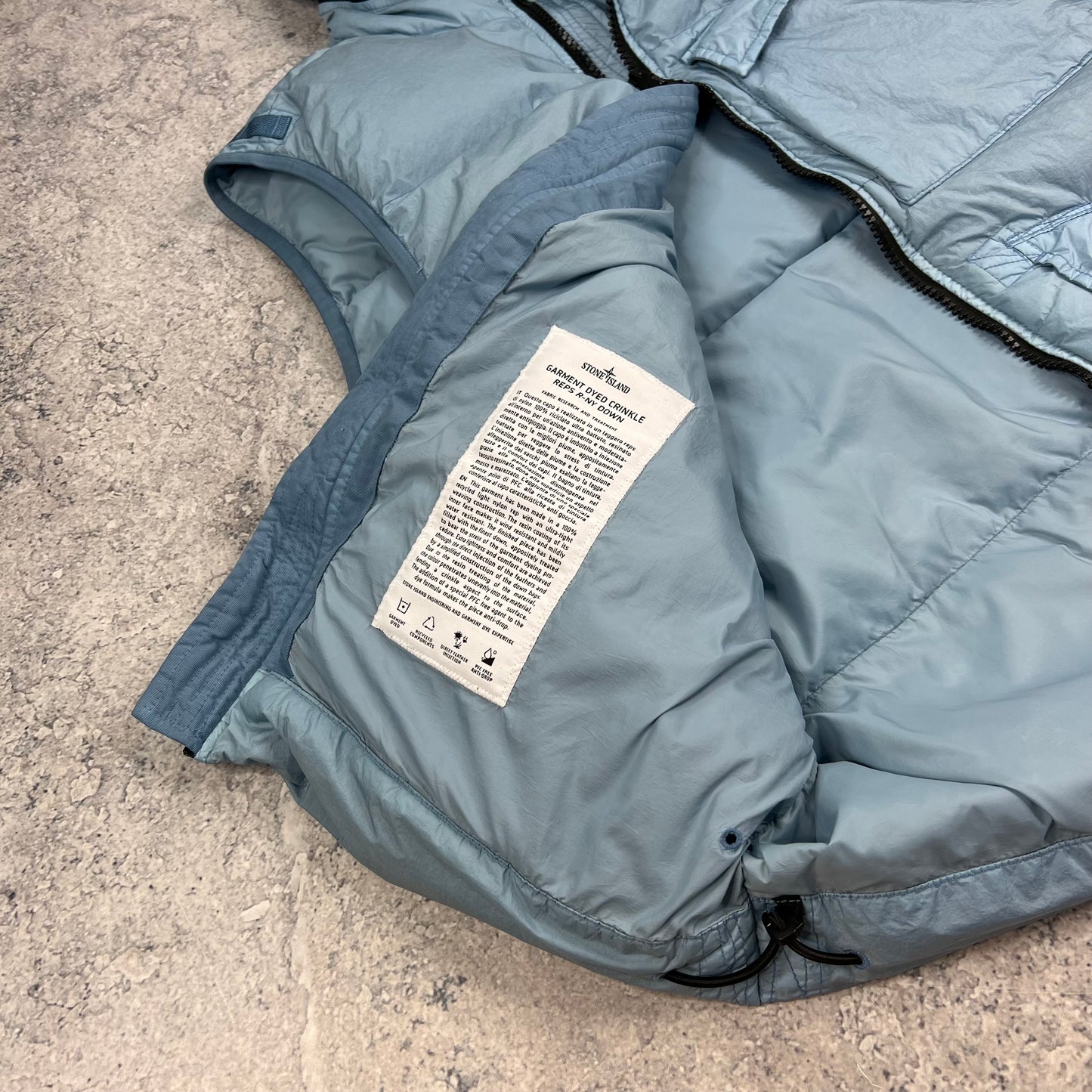 Stone Island Blue Crinkle Reps Down Gilet Large 23.5”