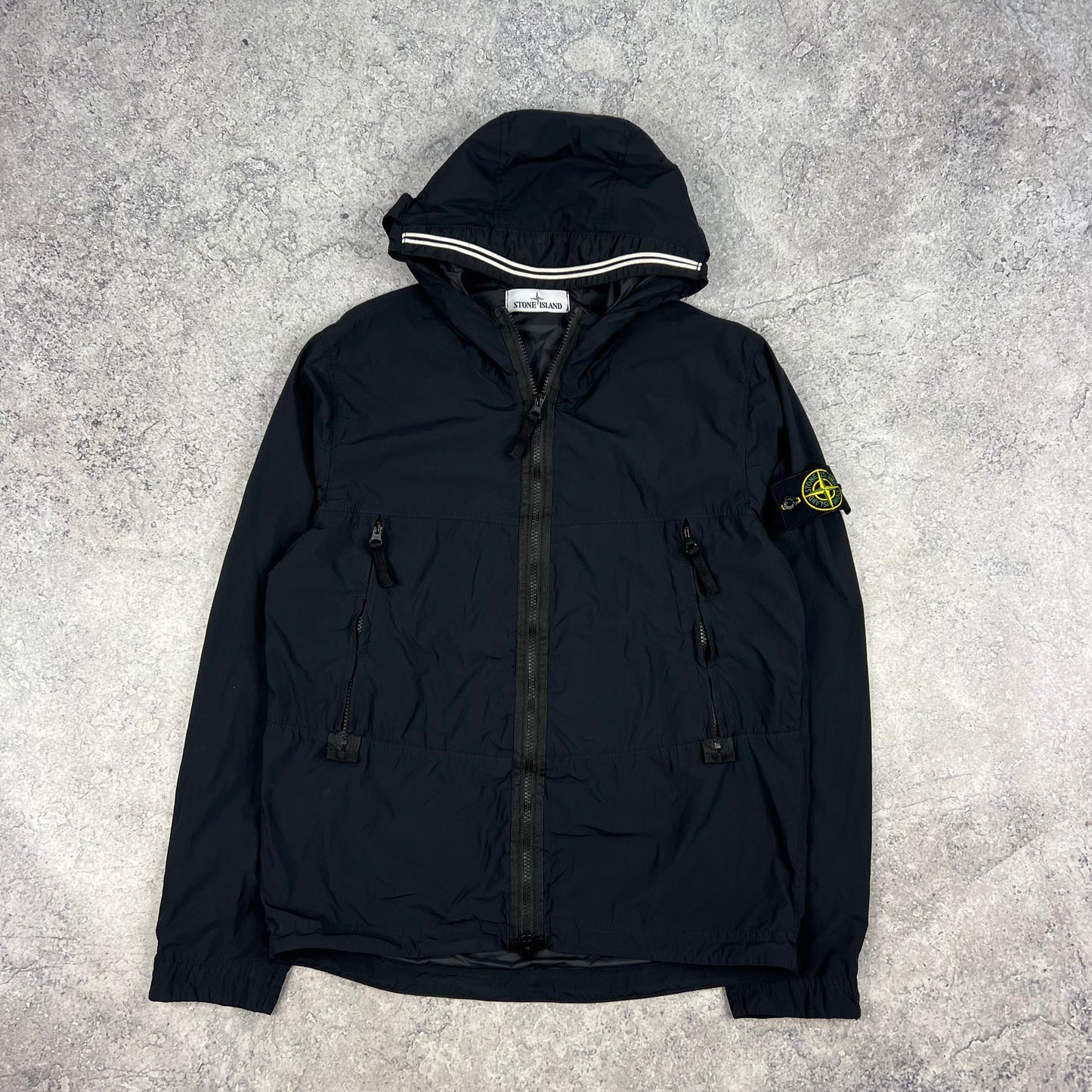 Stone Island Black Skin Touch Nylon Jacket Small 20.5”
