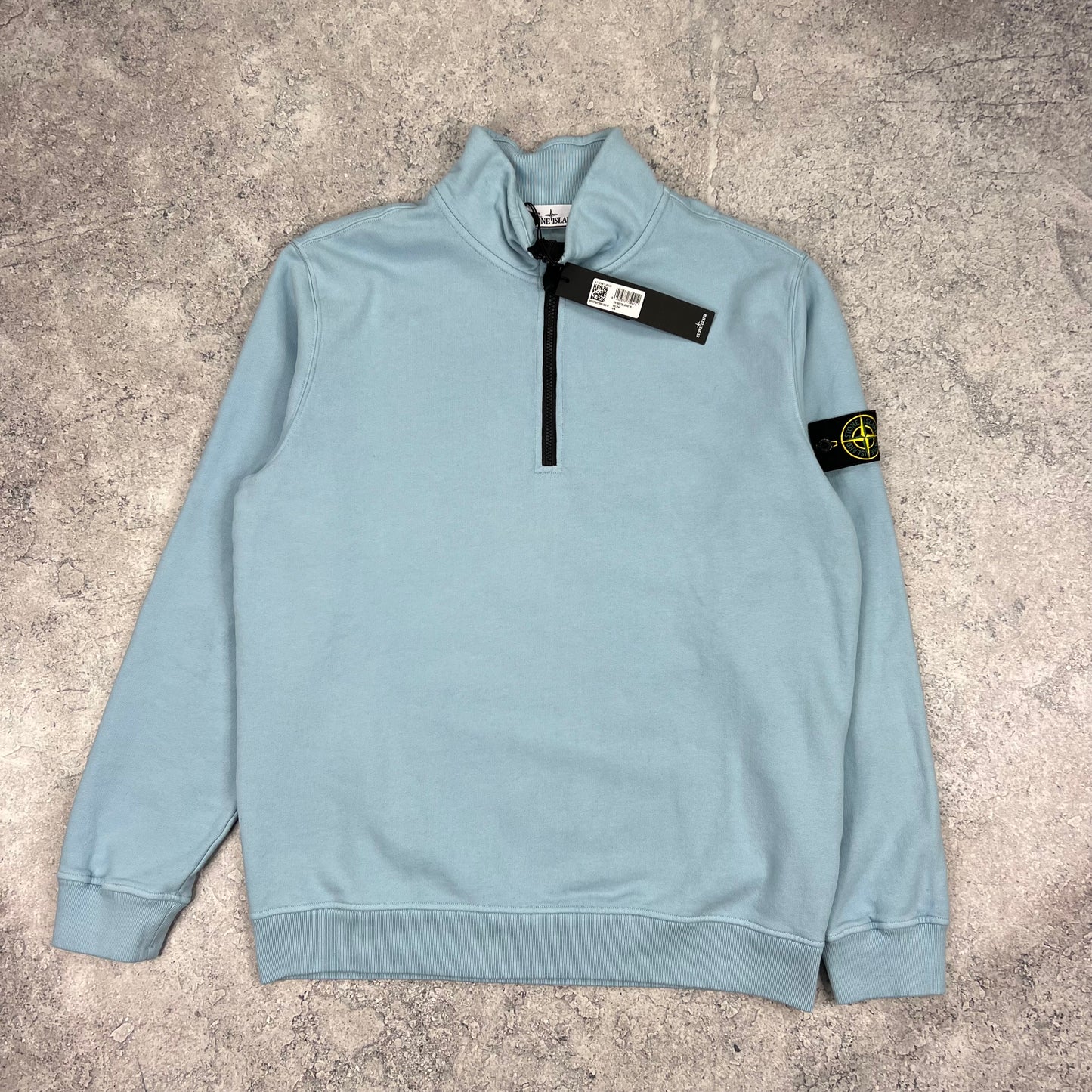 Stone Island Blue Quarter Zip Sweatshirt XL 23.75” BNWT