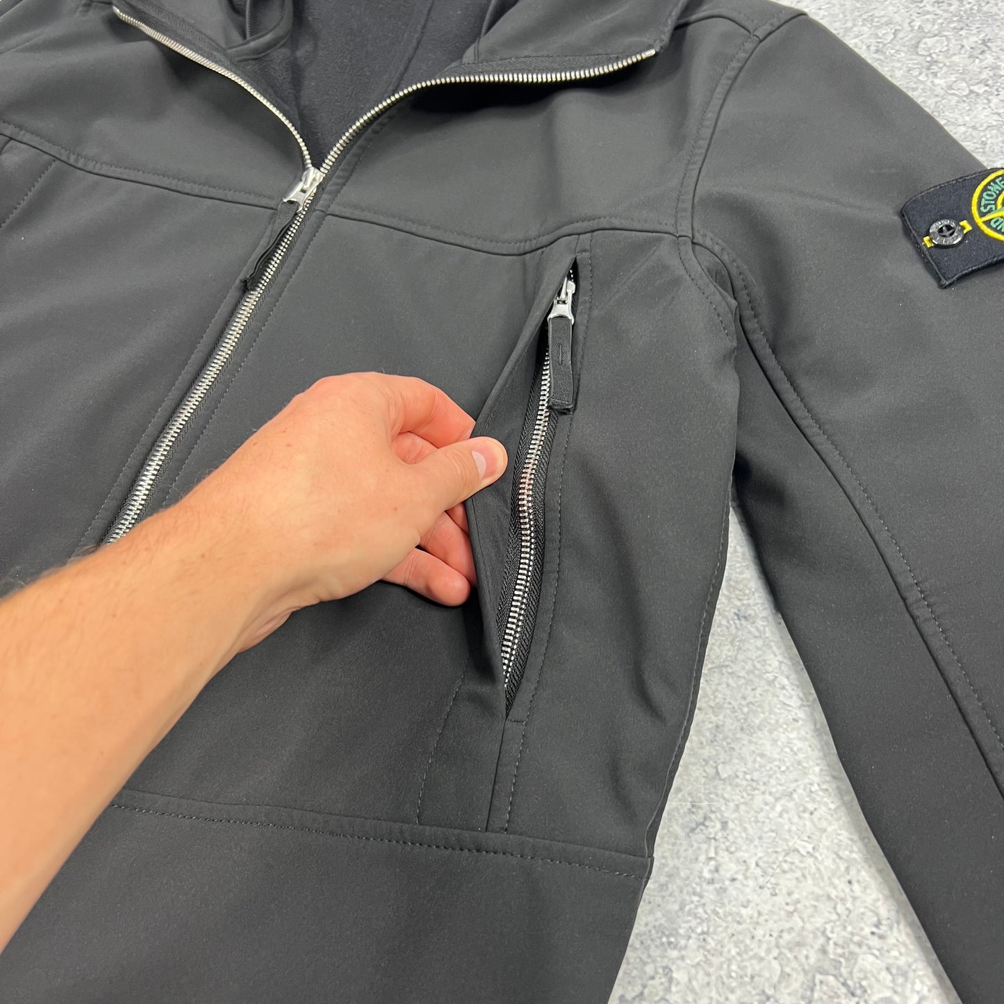 Stone Island Black Softshell Jacket Medium 21.5”