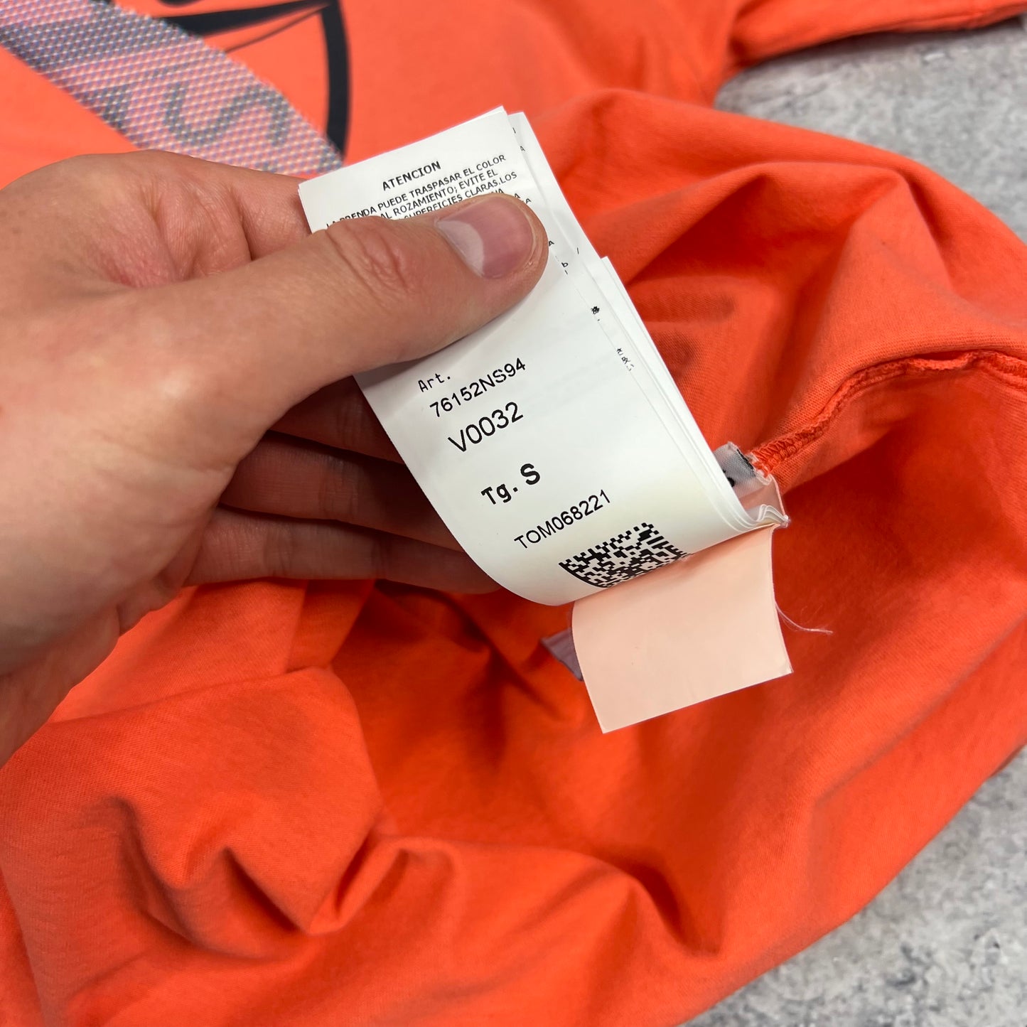 Stone Island Orange Tricromia T-Shirt Small 19”