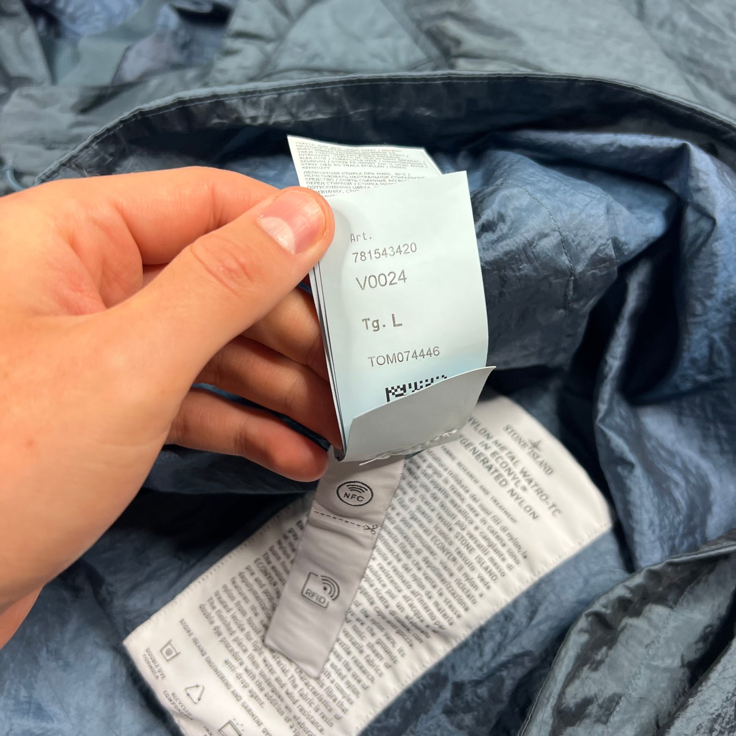 Stone Island Blue Nylon Metal Econyl Smock Large 24.75”