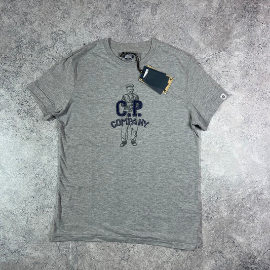 CP Company Grey Logo T-Shirt Large 21.5” BNWT