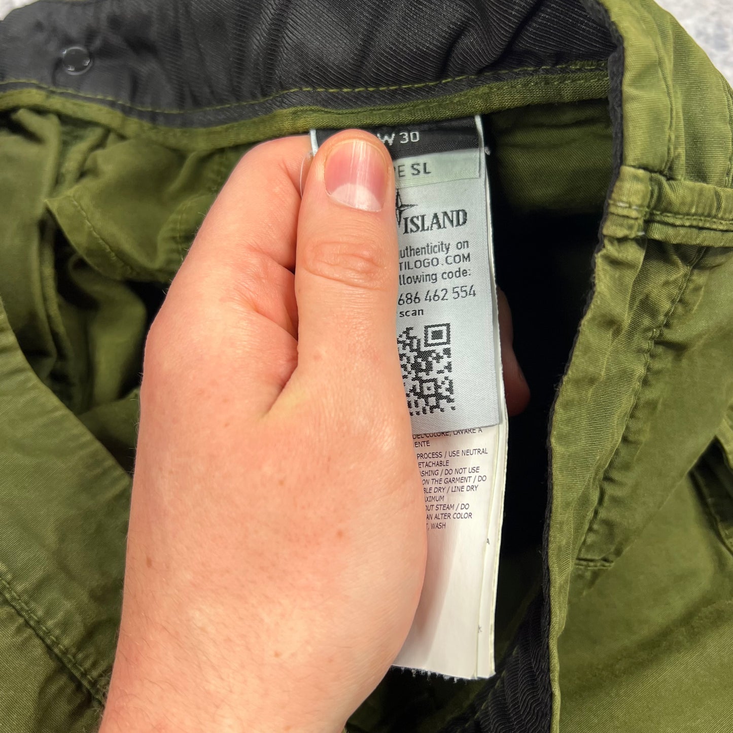 Stone Island Khaki Cargo Trousers W30”