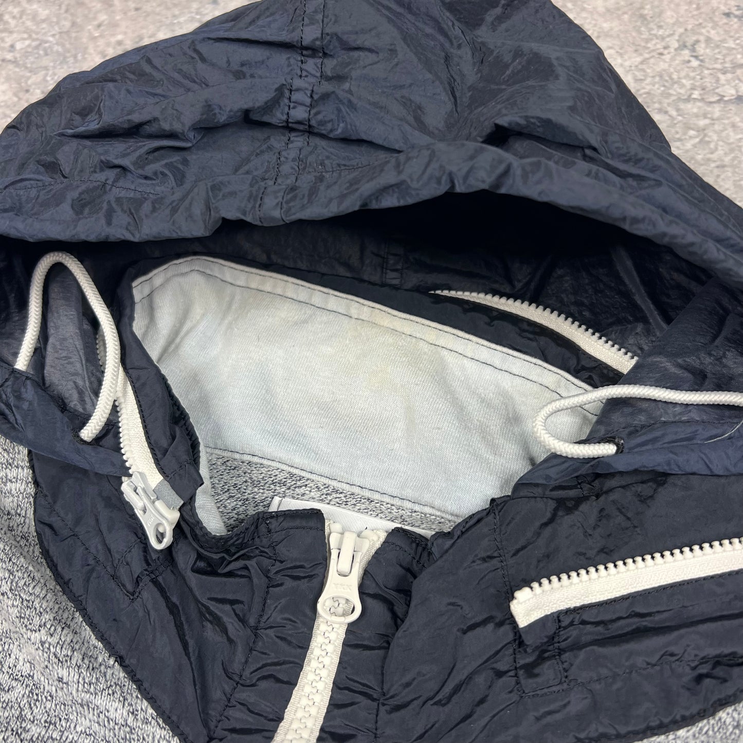 Stone Island Blue Full Zip Hooded Knit Sweatshirt XL 21.5”