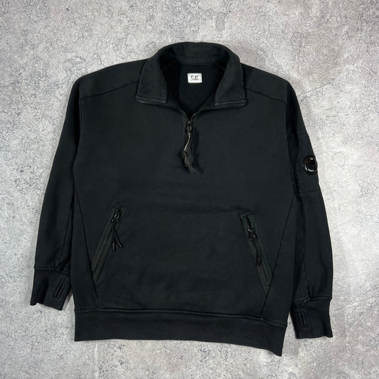 CP Company Black Lens Quarter Zip Sweatshirt Small 21.25”