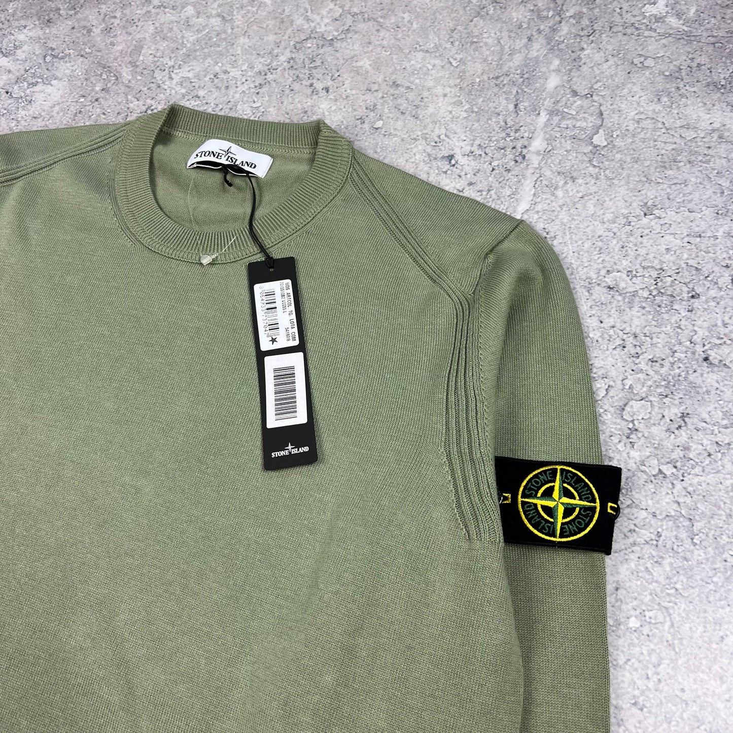 Stone Island Green Knit Sweatshirt Large 21.75” BNWT
