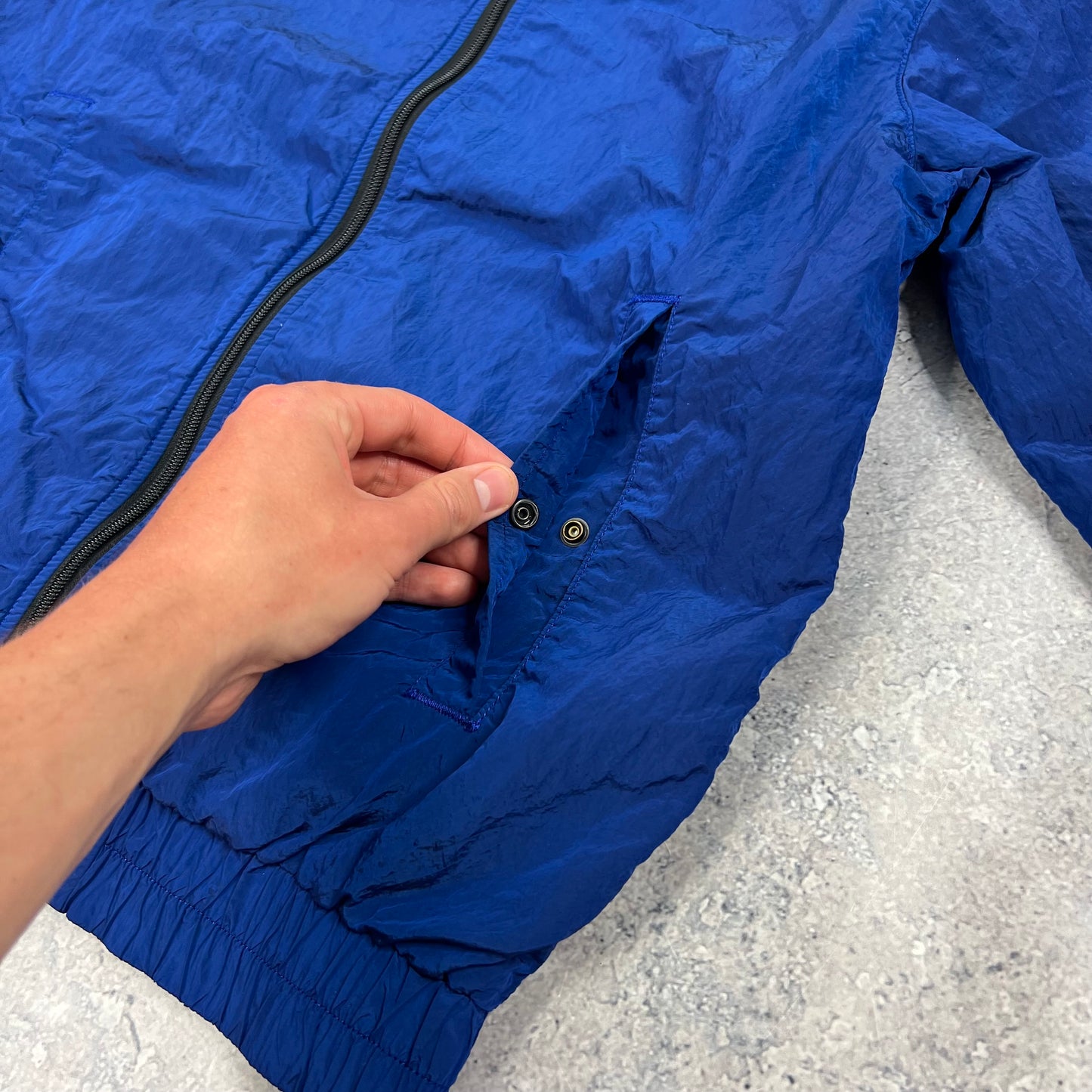 Stone Island x Supreme Blue Nylon Metal Jacket Small 21.75”