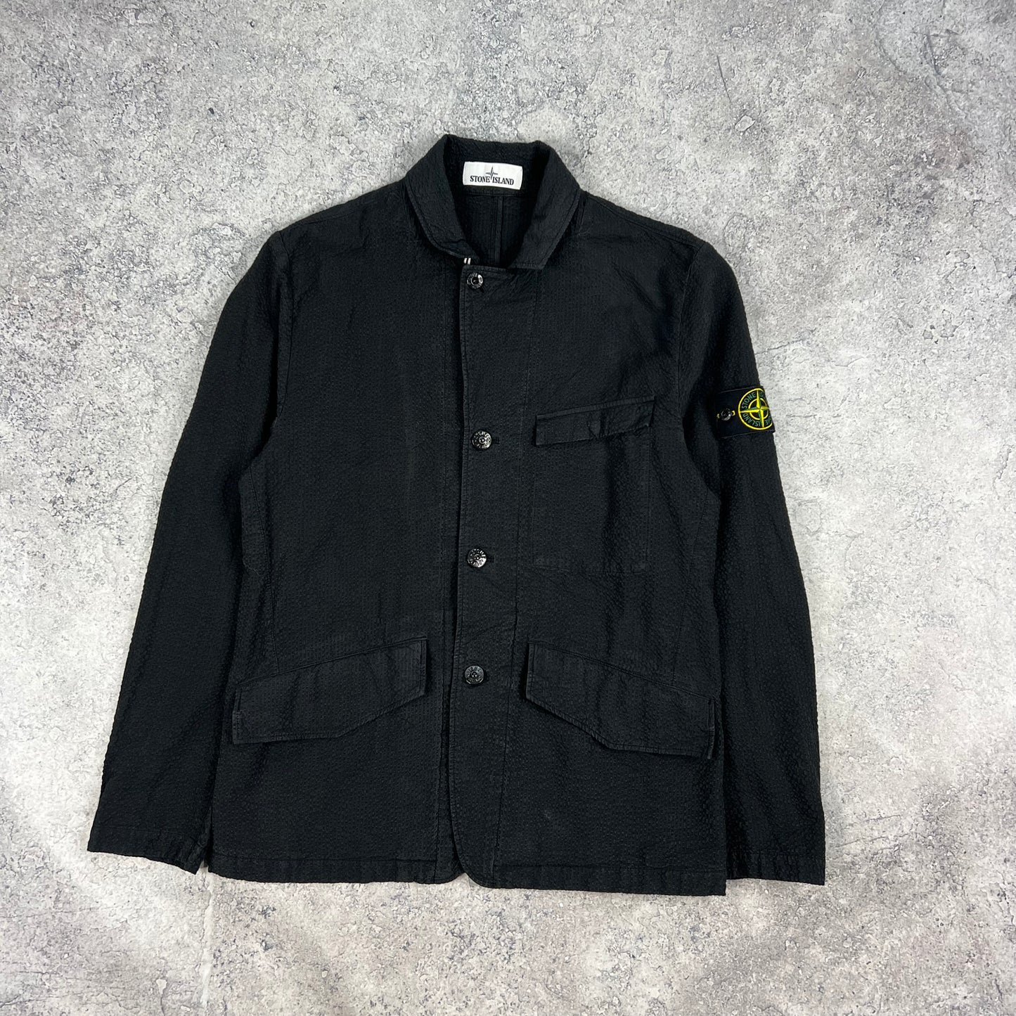 Stone Island Black Seersucker Suit Medium 32”
