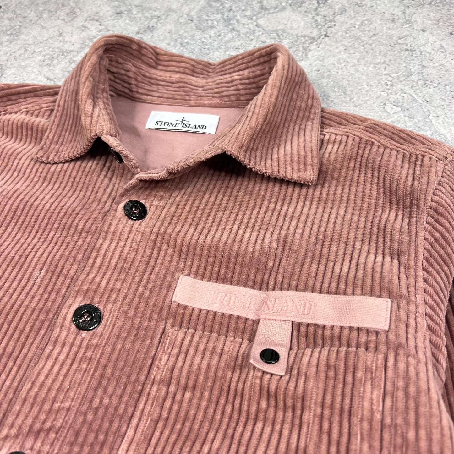 Stone Island Rose Pink Corduroy Overshirt Small 21.25”