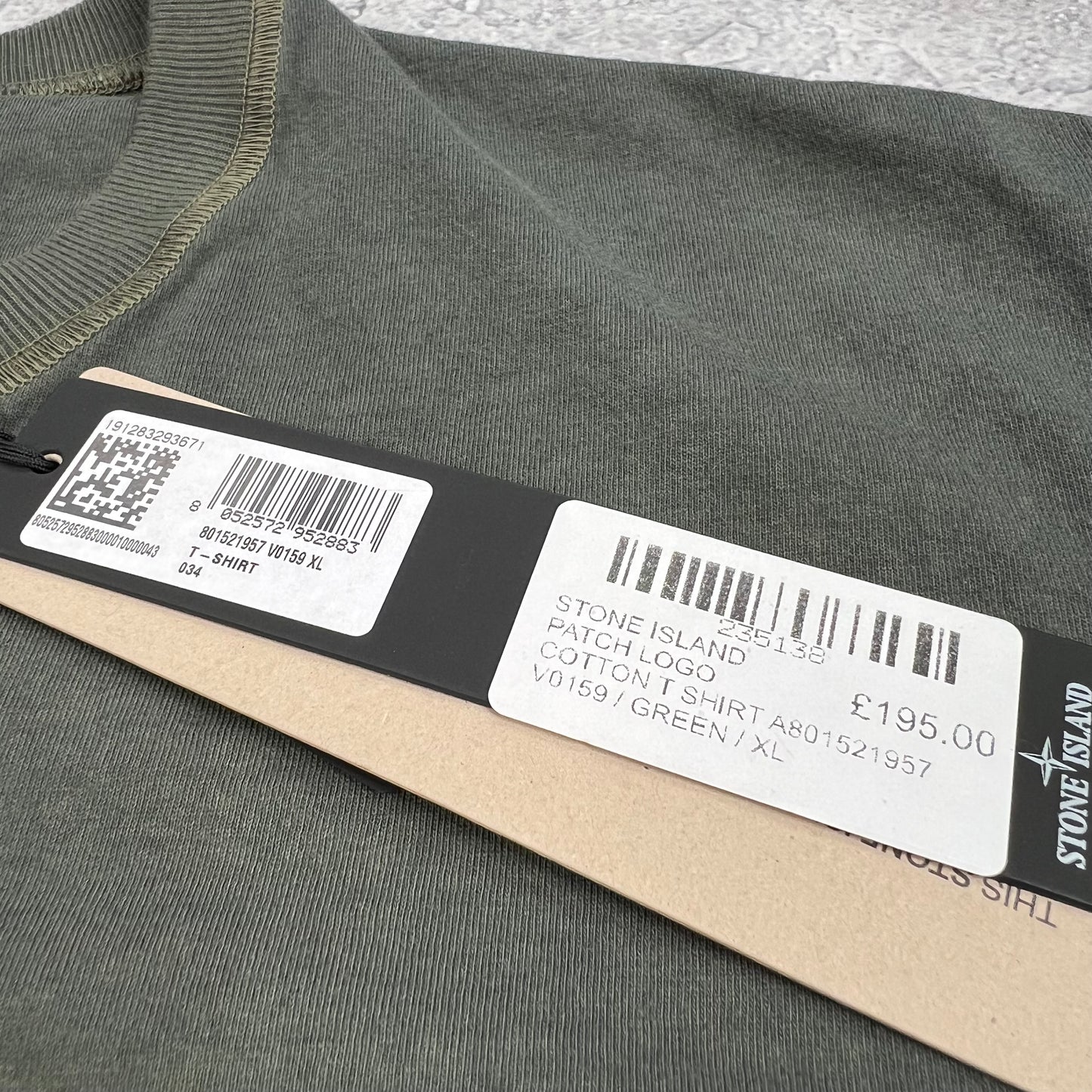 Stone Island Khaki Garment Dyed Patch T-Shirt XL 22.5”