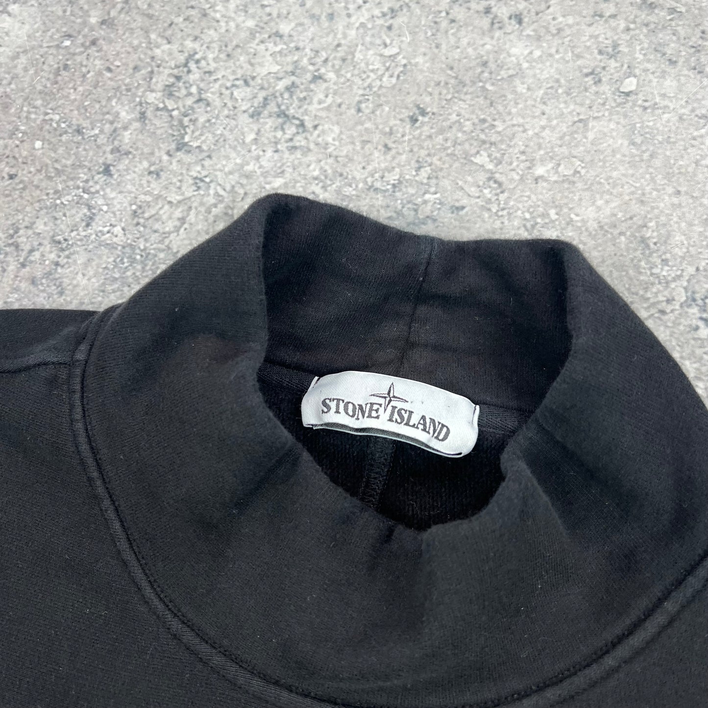 Stone Island Black Mock Neck Sweatshirt Large 23.5”