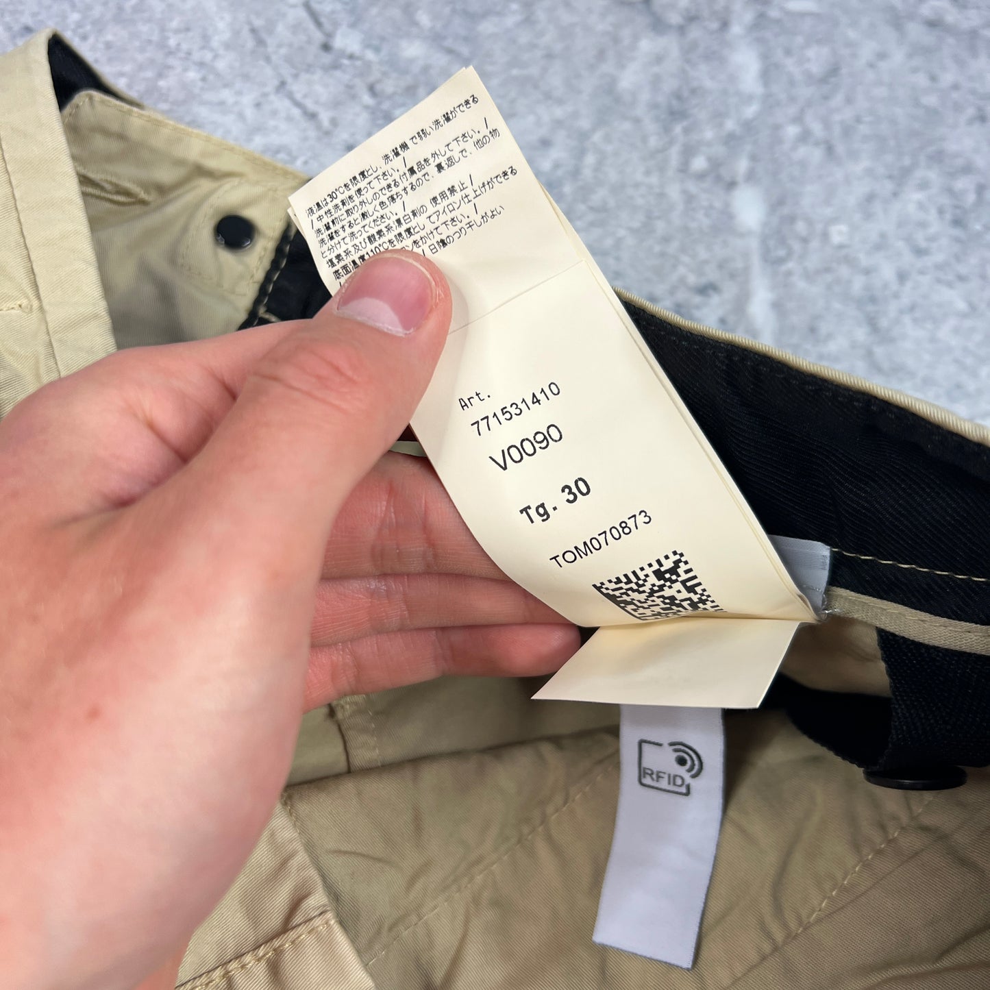 Stone Island Beige Slim Cargo Trousers W30”