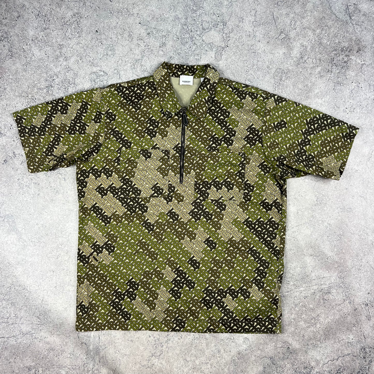 Burberry Monogram Q Zip Shirt Large 25”