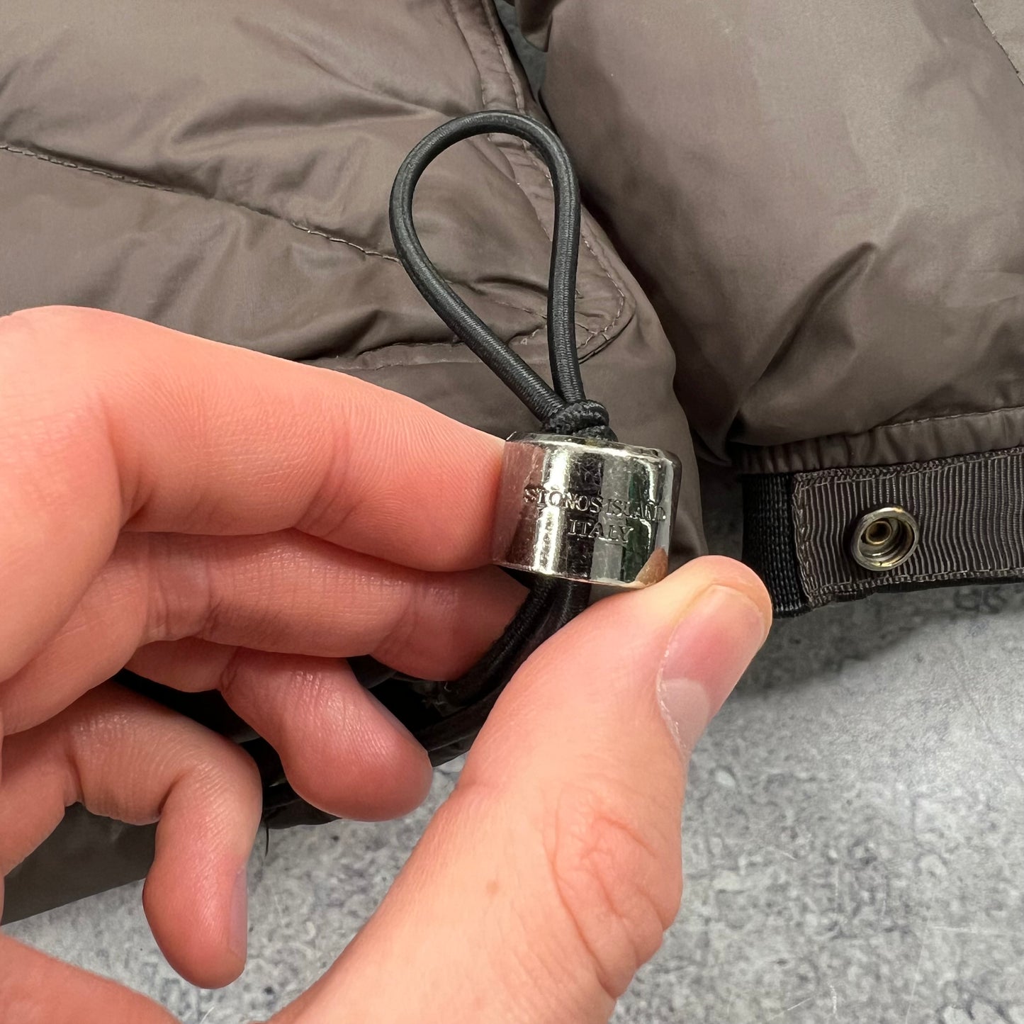 Stone Island Brown Opaque Nylon Tela Down Jacket XL 24.5”