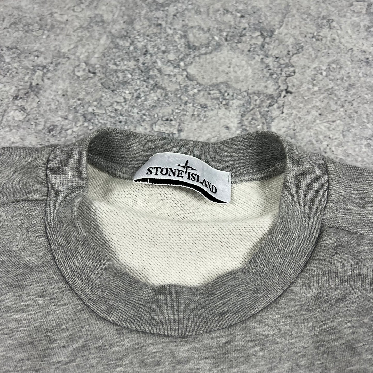 Stone Island Grey Embroidered Sweatshirt Medium 22.5”