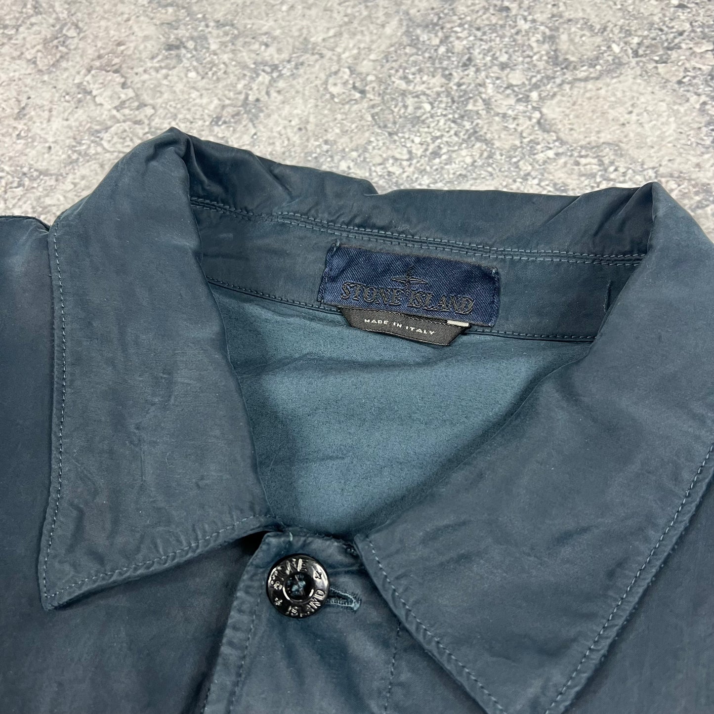 Stone Island Ghost Navy Cupro Satin Overshirt 3XL 27.5”