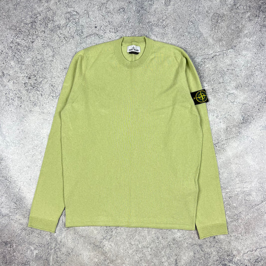 Stone Island Lime Knit Sweatshirt Medium 21”