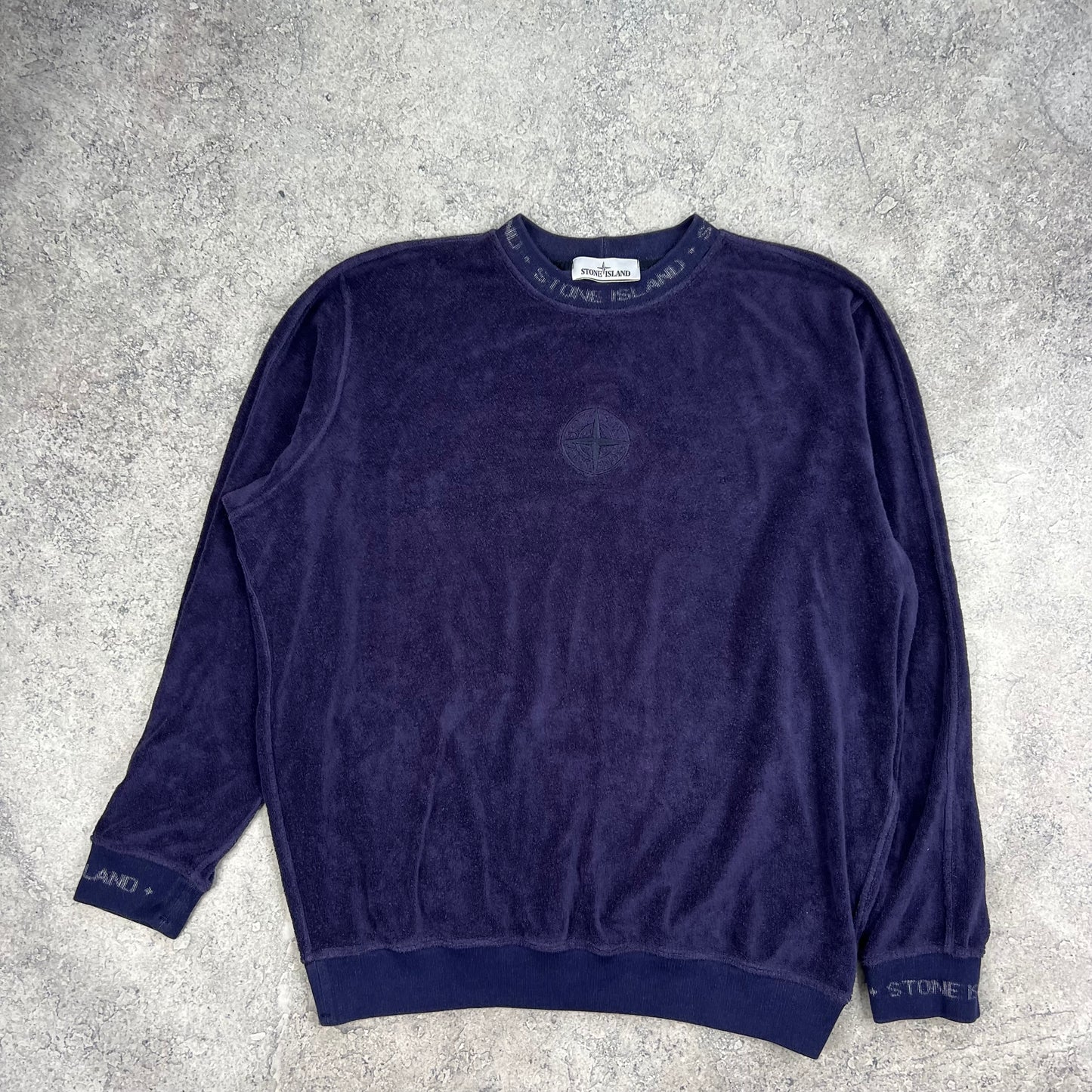 Stone Island Blue Terry Fleece Sweatshirt XL 26.5”