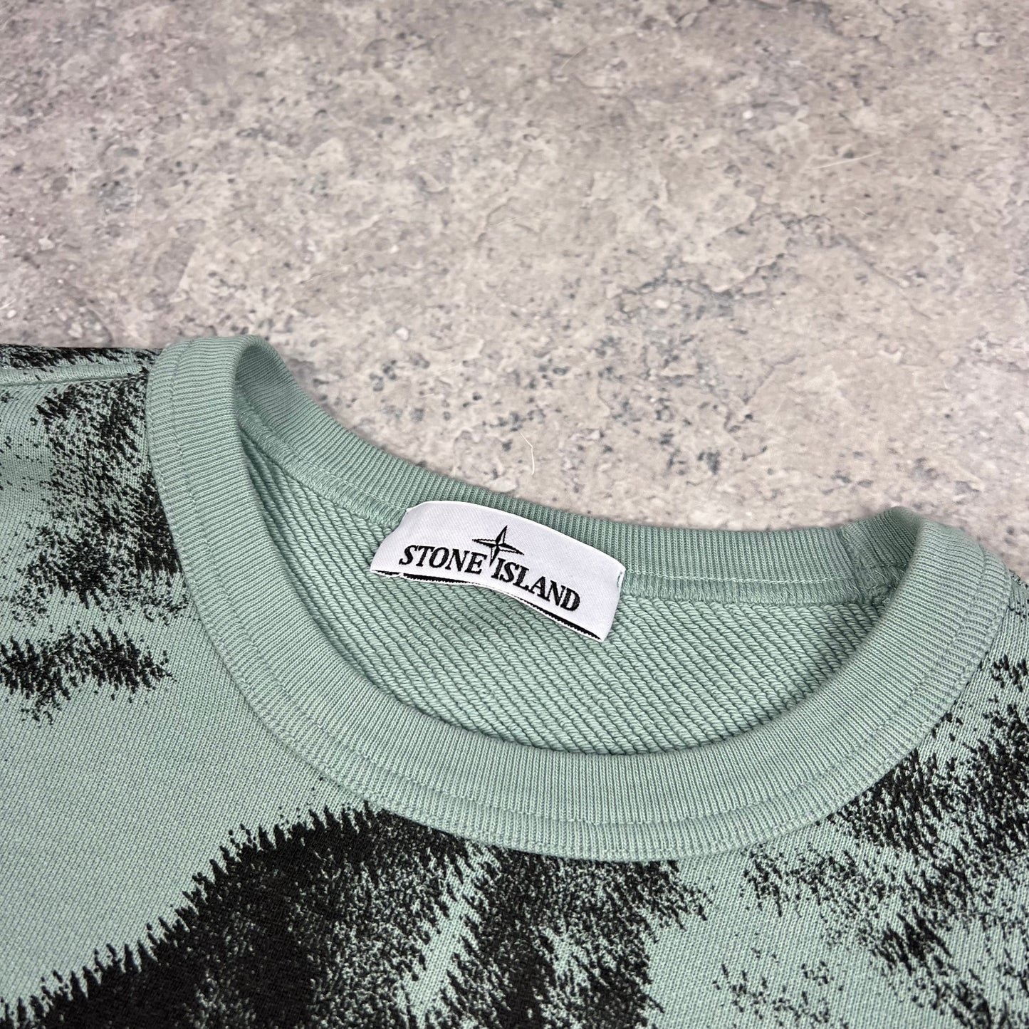 Stone Island Blue Earth Mapping Camo Sweatshirt Large 23.5”