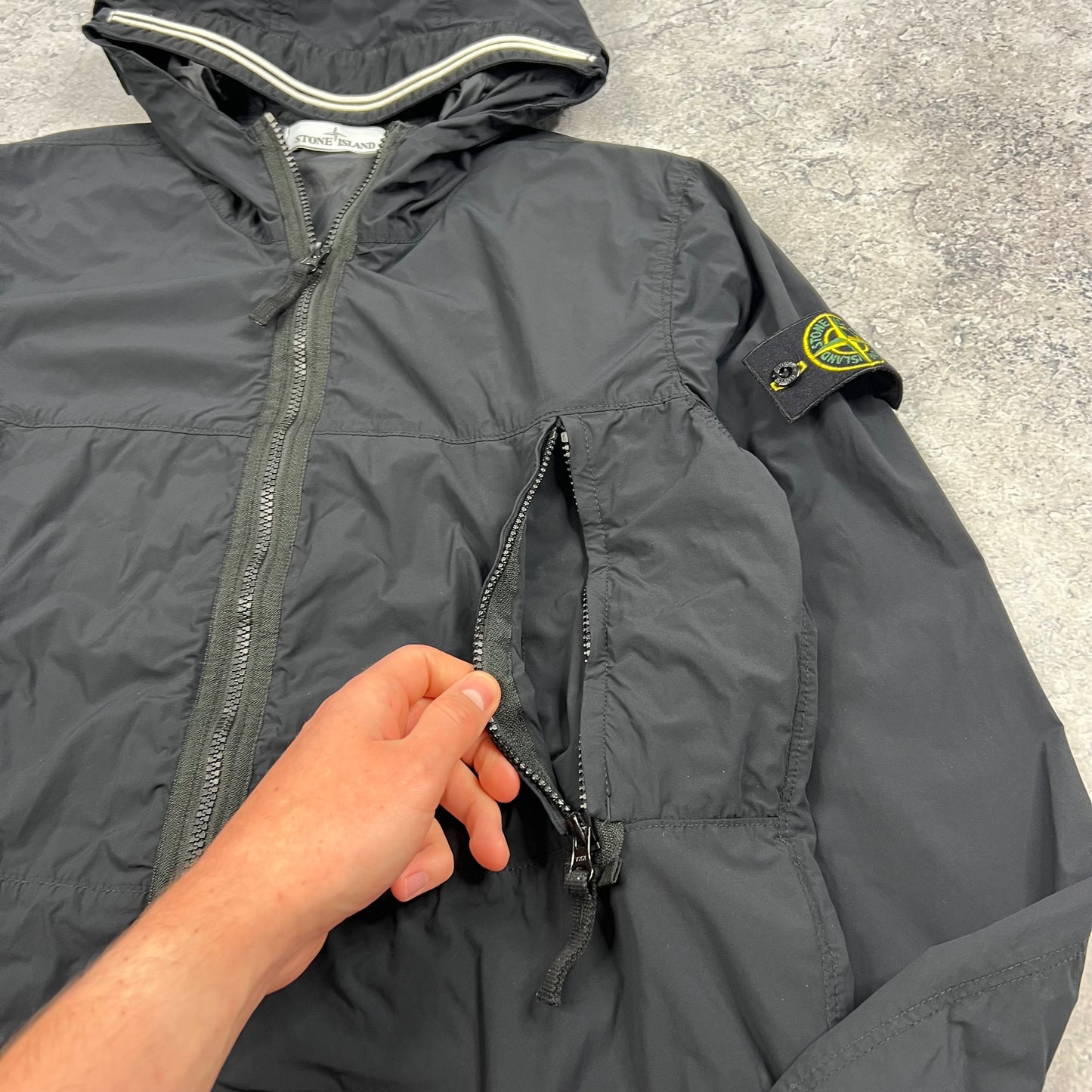 Stone Island Black Skin Touch Nylon Jacket Small 20.5”