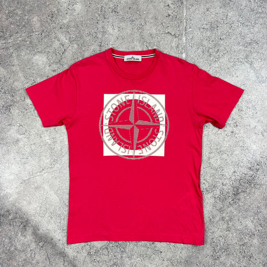 Stone Island Pink Tricromia T-Shirt Small 19.5”