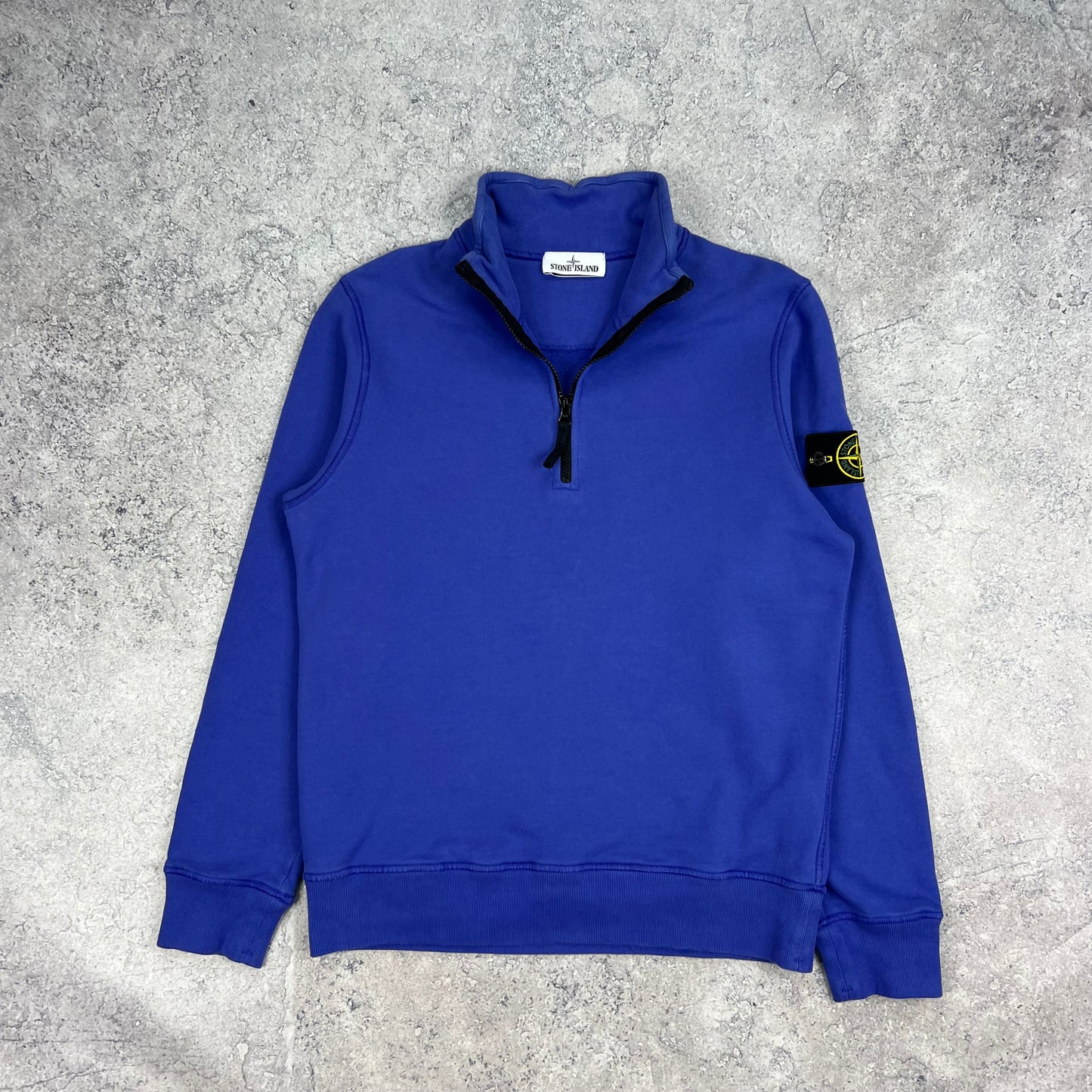 Stone Island Blue Quarter Zip Sweatshirt Small 21”